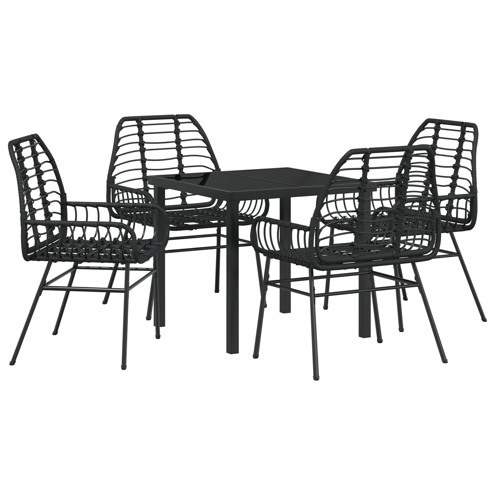 Set de dining de grădină 5 piese Negru Poliratan GartenMobel Dekor