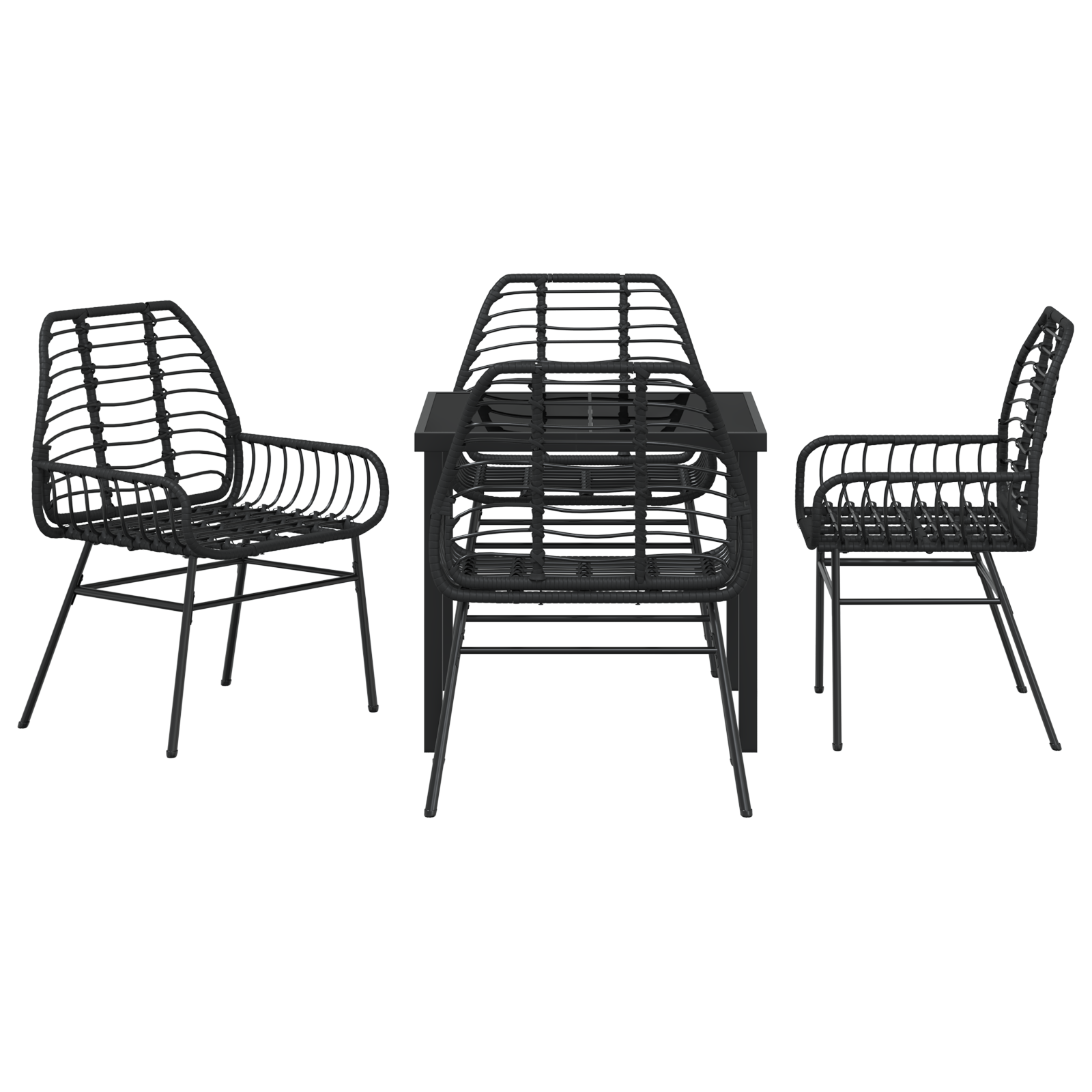 Set de dining de grădină 5 piese Negru Poliratan GartenMobel Dekor