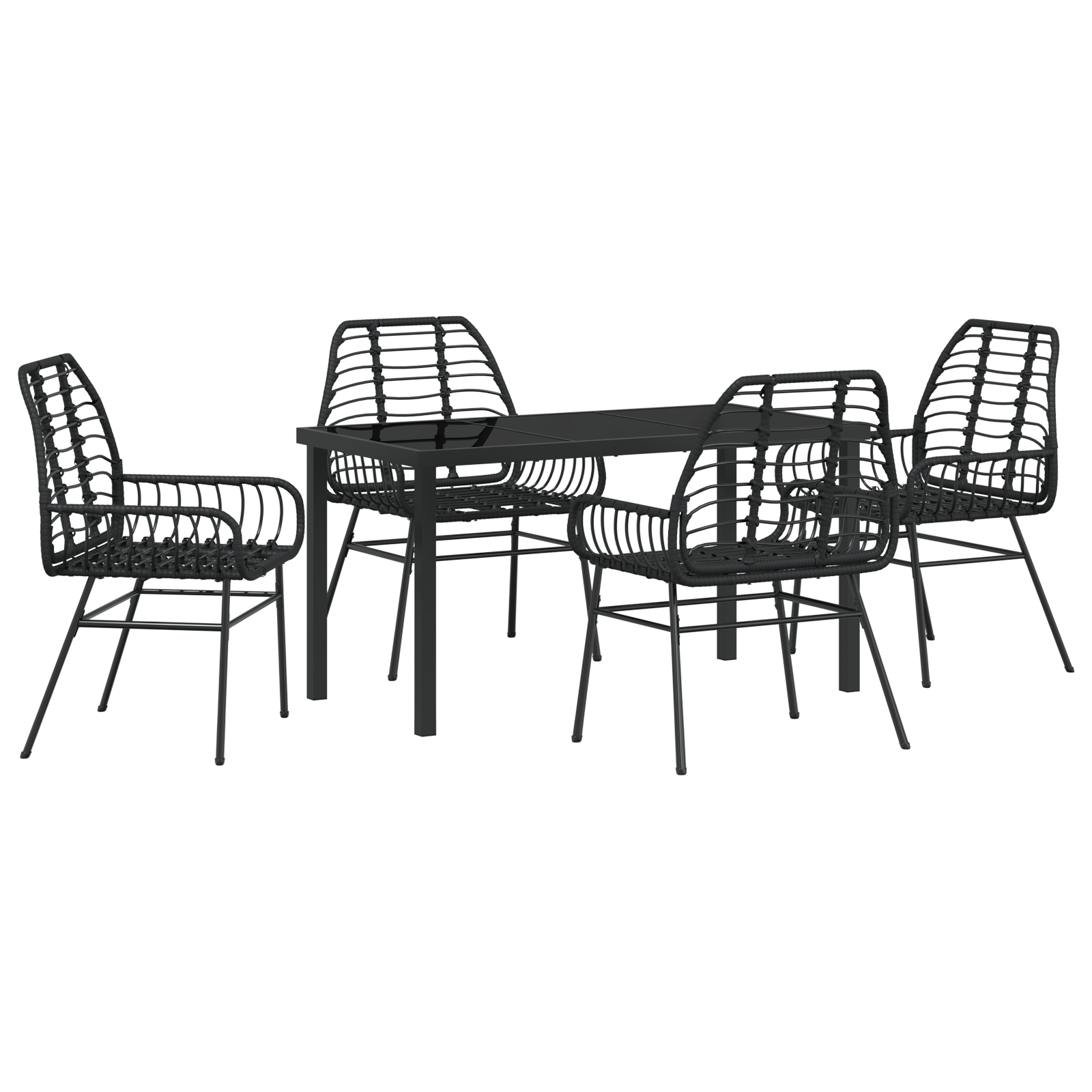 Set de dining de grădină 5 piese Poliratan Negru GartenMobel Dekor