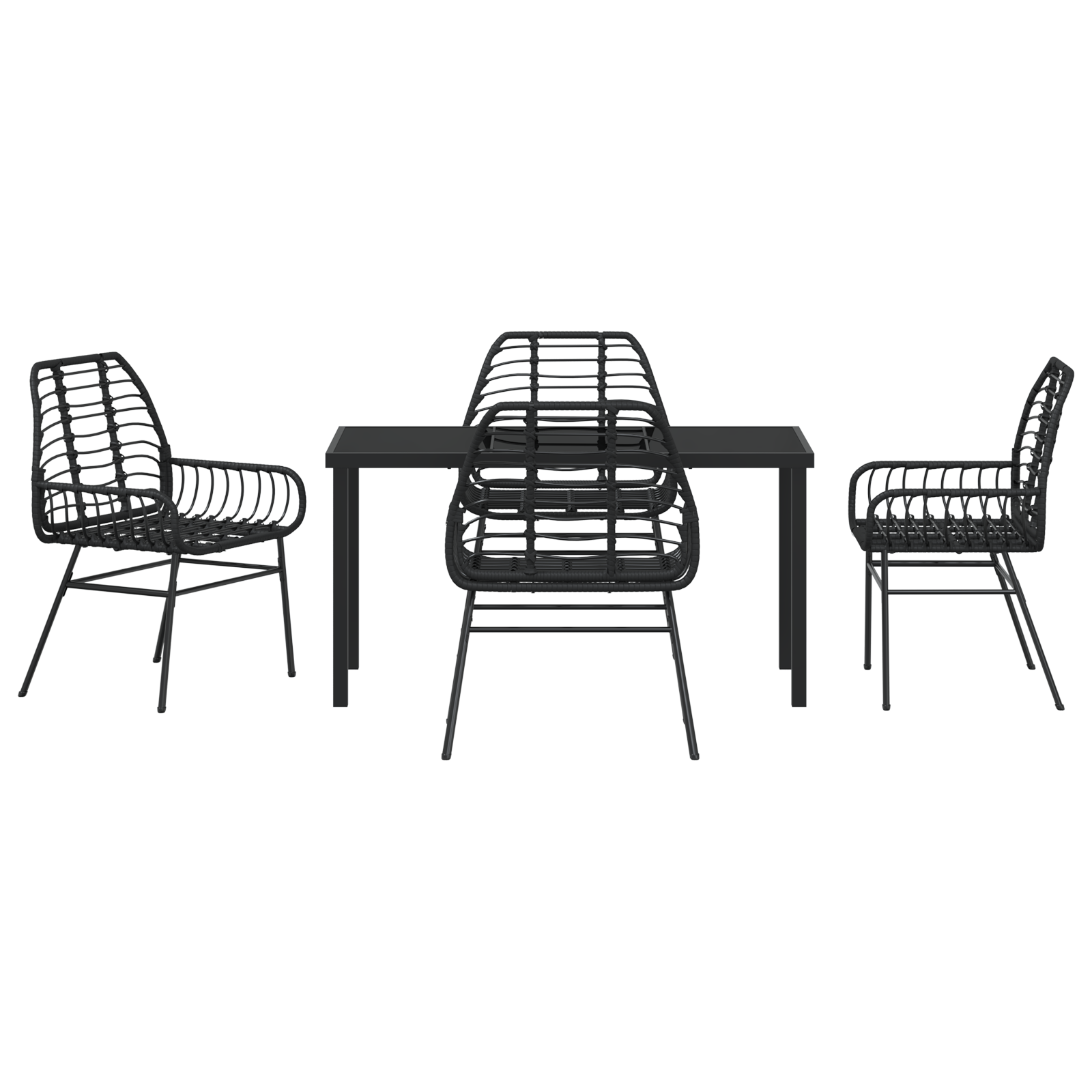Set de dining de grădină 5 piese Poliratan Negru GartenMobel Dekor