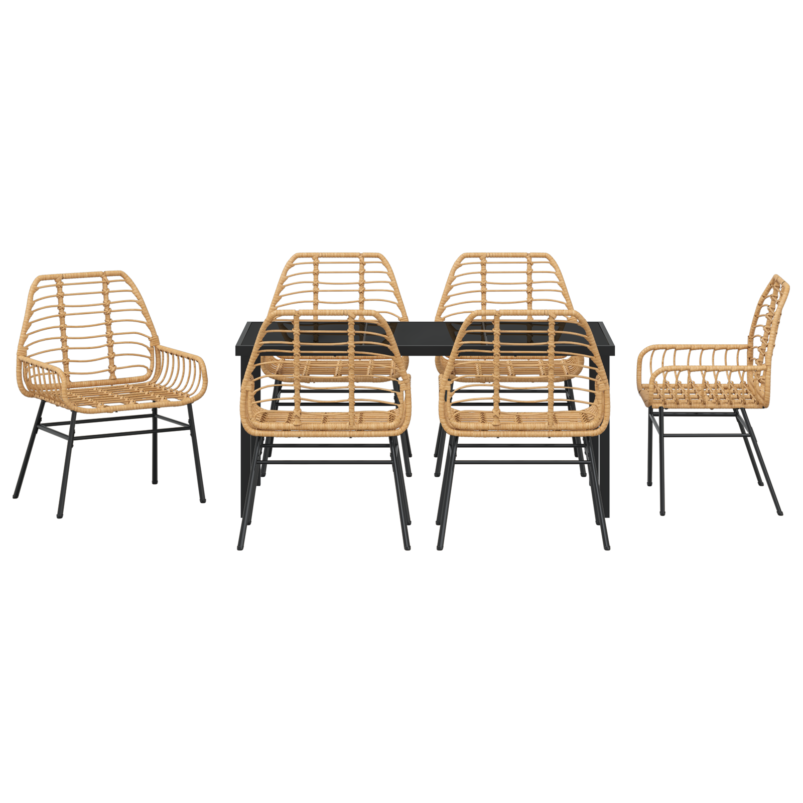 Set de dining de grădină 7 piese maro poliratan GartenMobel Dekor
