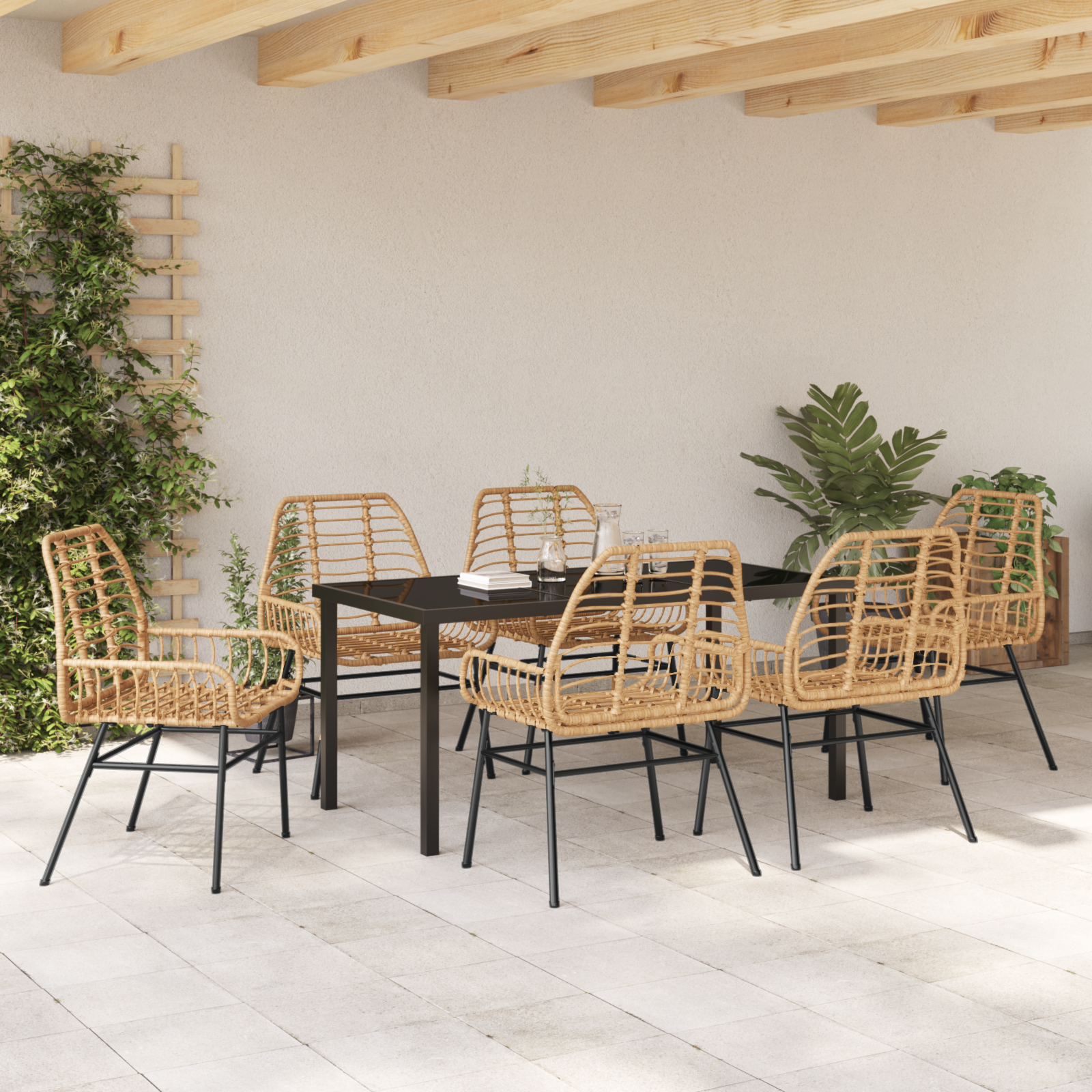 Set de dining de grădină 7 piese maro poliratan GartenMobel Dekor