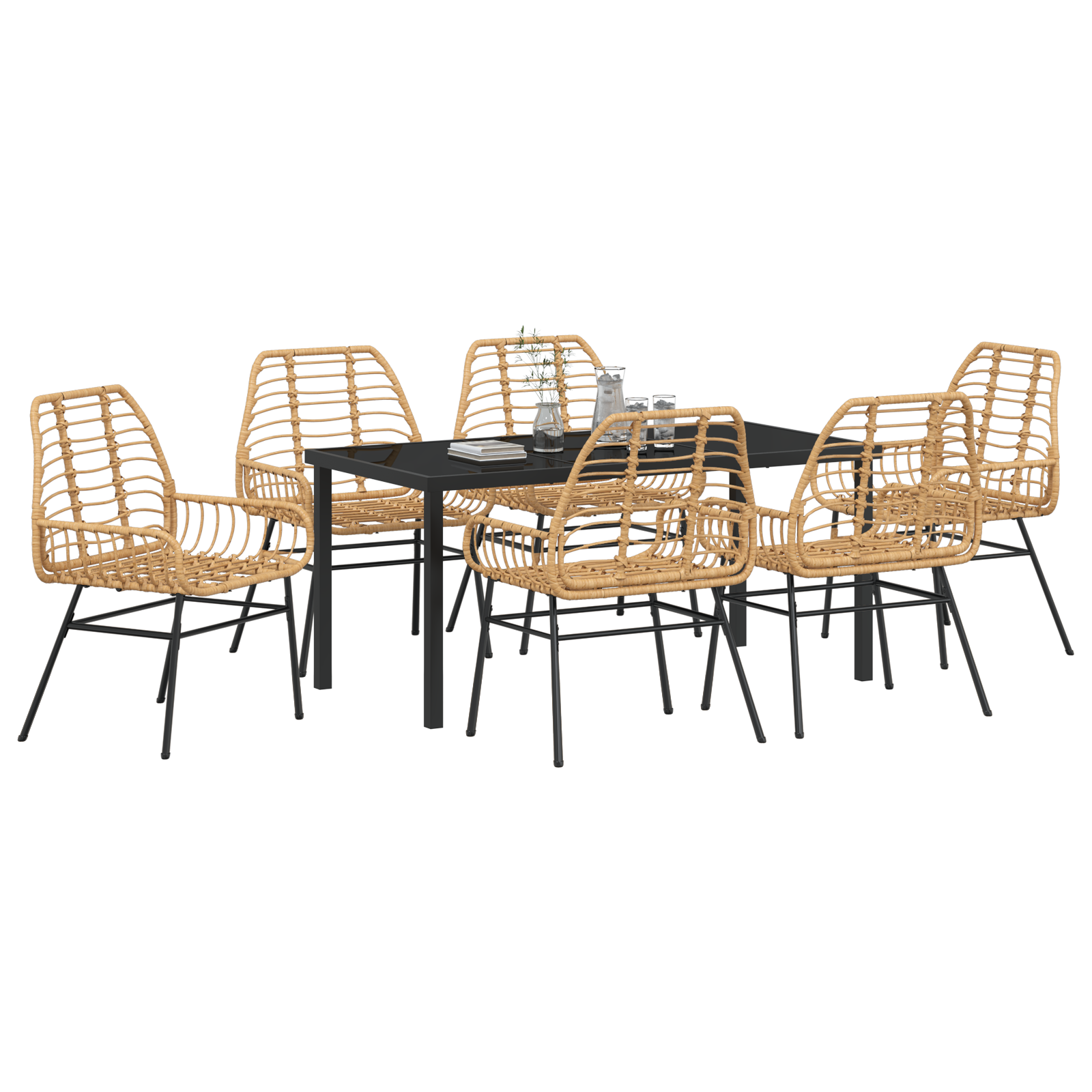 Set de dining de grădină 7 piese maro poliratan GartenMobel Dekor