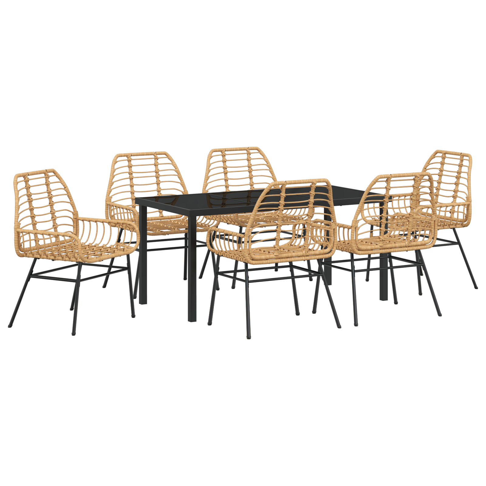 Set de dining de grădină 7 piese maro poliratan GartenMobel Dekor