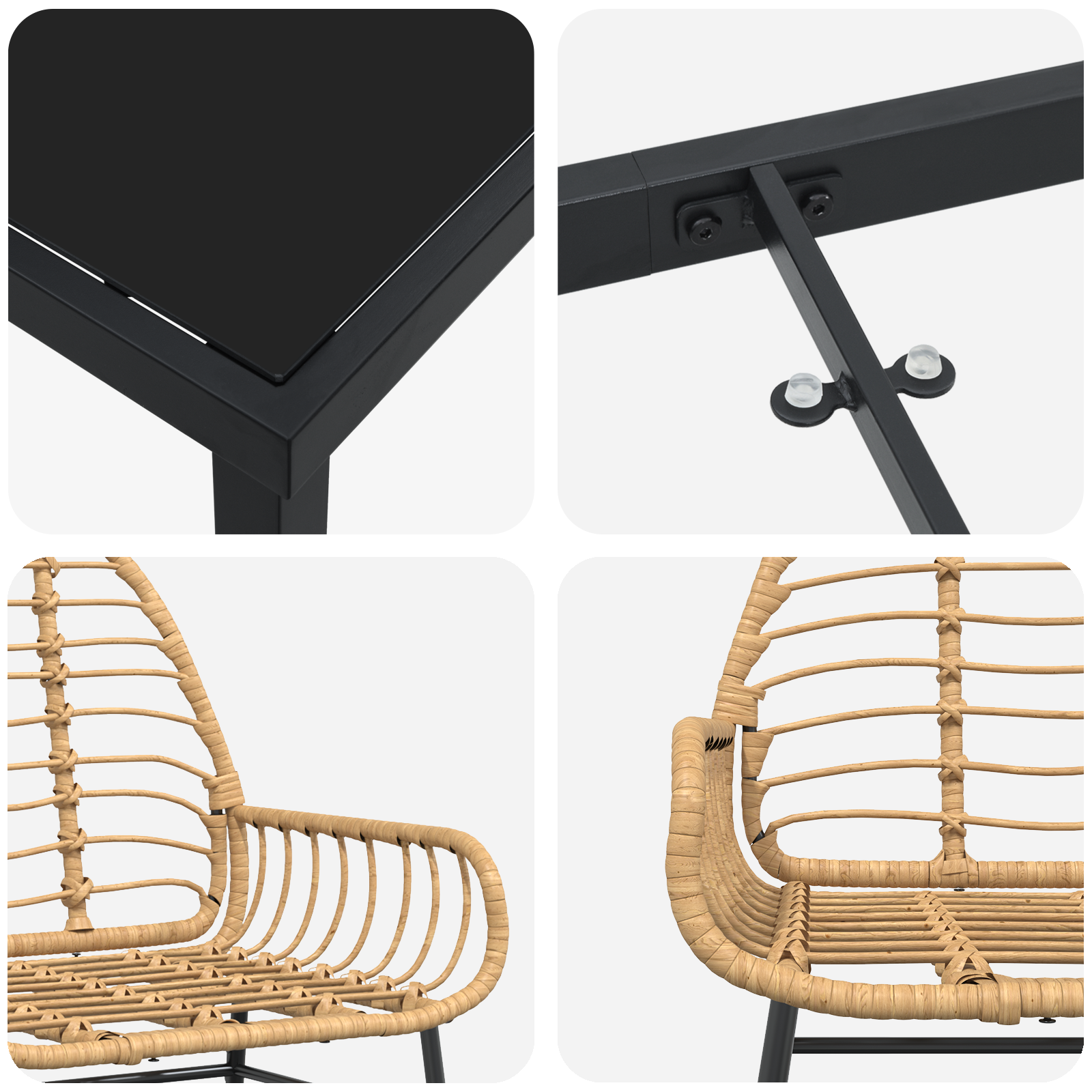 Set de dining pentru grădină 3 piese Maro Poliratan GartenMobel Dekor