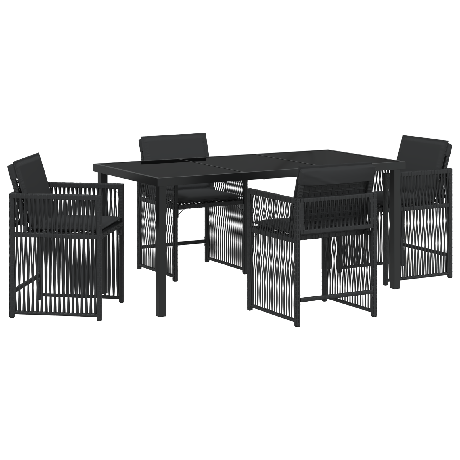 Set de dining pentru grădină 5 piese cu perne Negru Poliratan GartenMobel Dekor