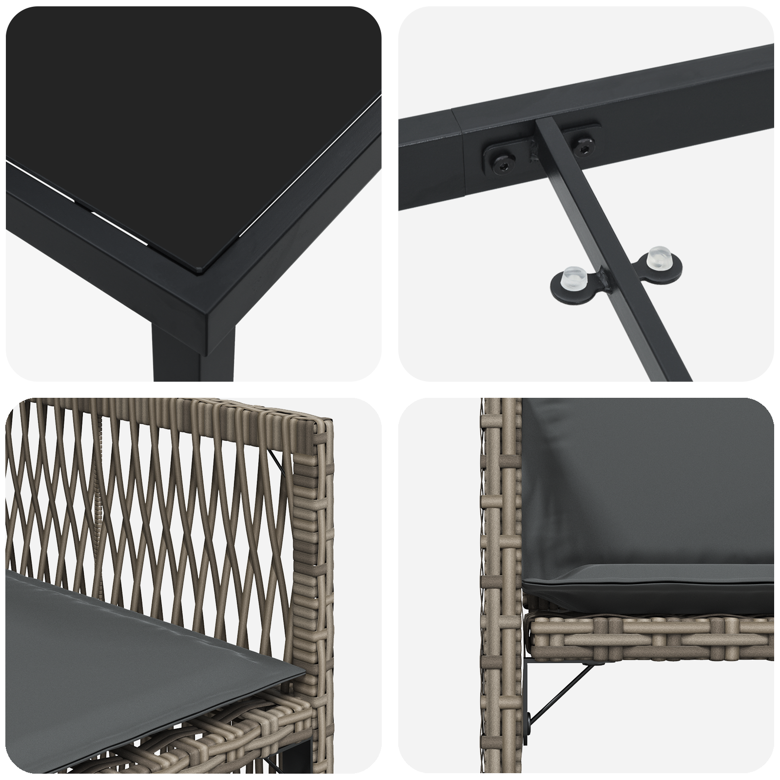 Set de dining pentru grădină 5 piese cu perne gri din poliratan GartenMobel Dekor