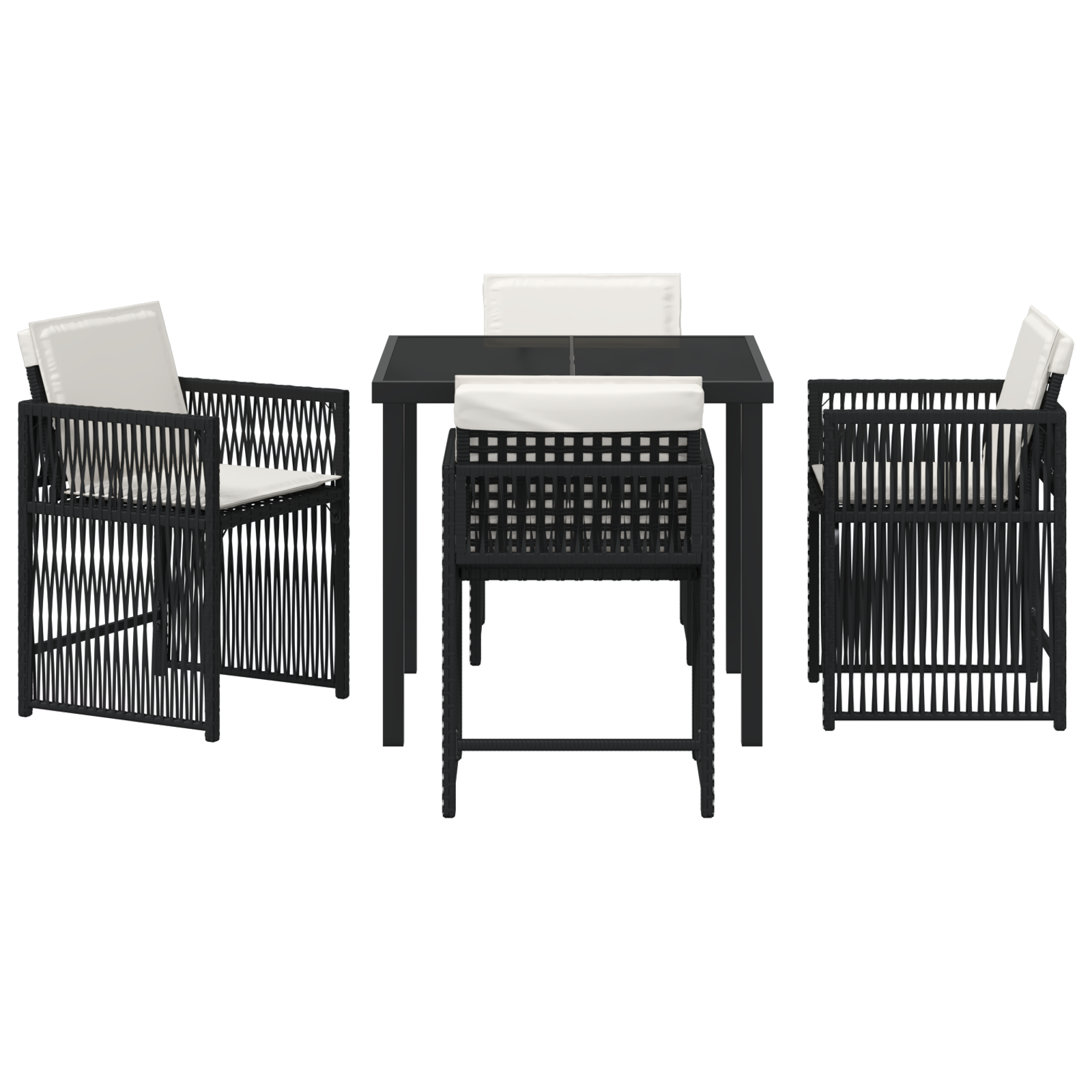 Set de dining pentru grădină cu 5 piese și perne, Negru, Poliratan GartenMobel Dekor
