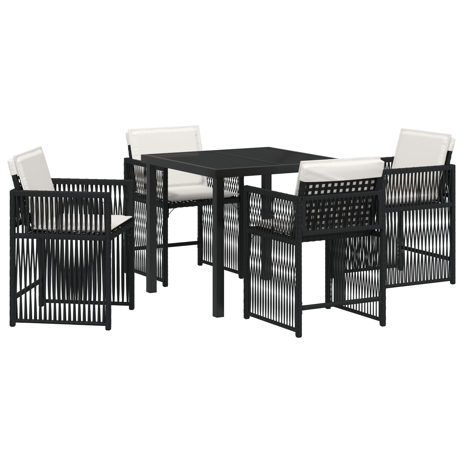 Set de dining pentru grădină cu 5 piese și perne, Negru, Poliratan GartenMobel Dekor