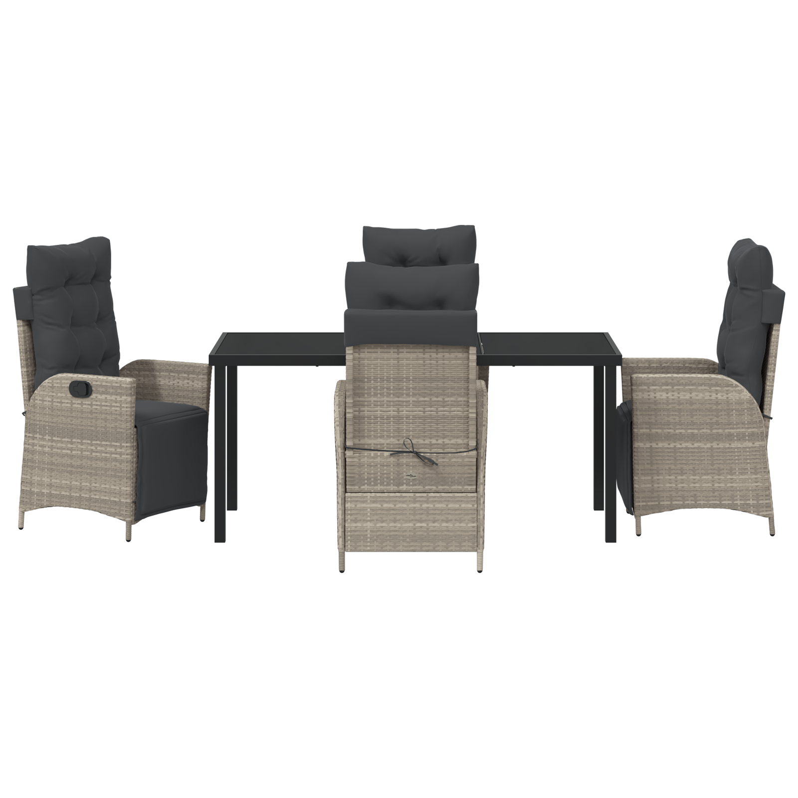 Set de masă de grădină 5 piese gri deschis din ratan poli GartenMobel Dekor