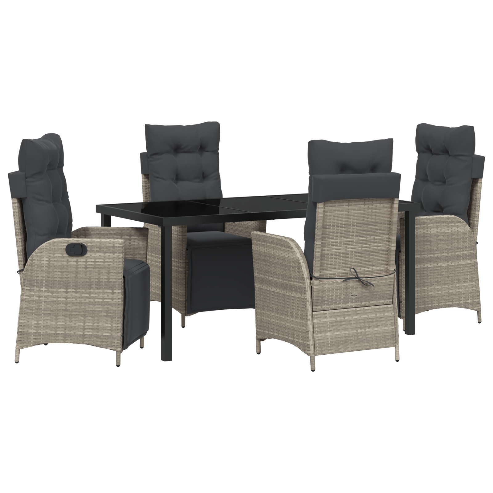 Set de masă de grădină 5 piese gri deschis din ratan poli GartenMobel Dekor