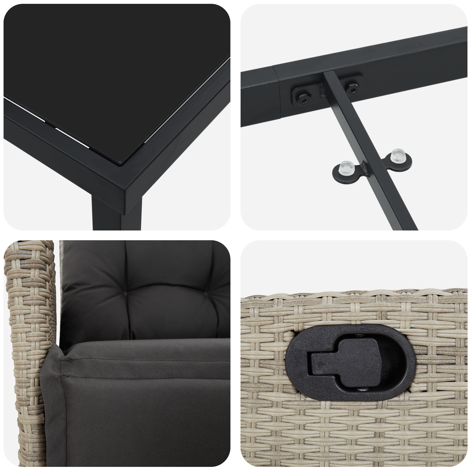 Set de masă de grădină 5 piese gri deschis din ratan poli GartenMobel Dekor