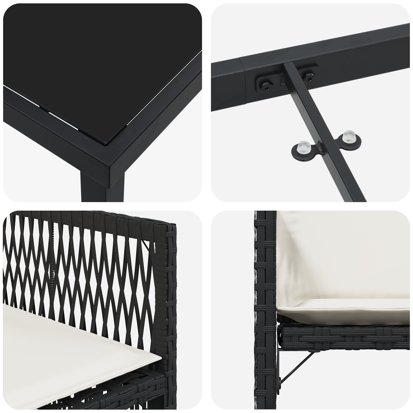 Set de masă pentru grădină 5 piese cu perne Ratan Negru GartenMobel Dekor