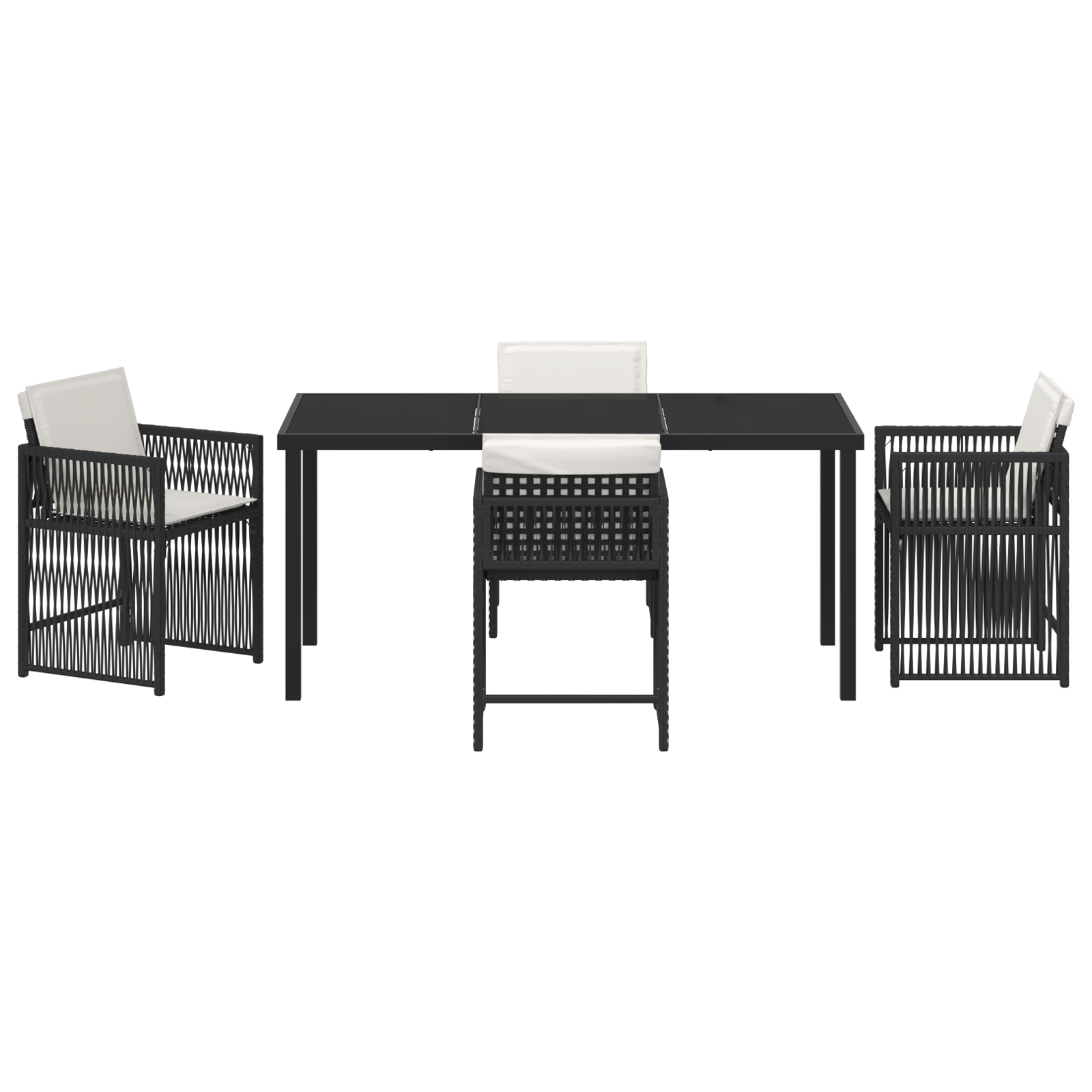 Set de masă pentru grădină 5 piese cu perne Ratan Negru GartenMobel Dekor