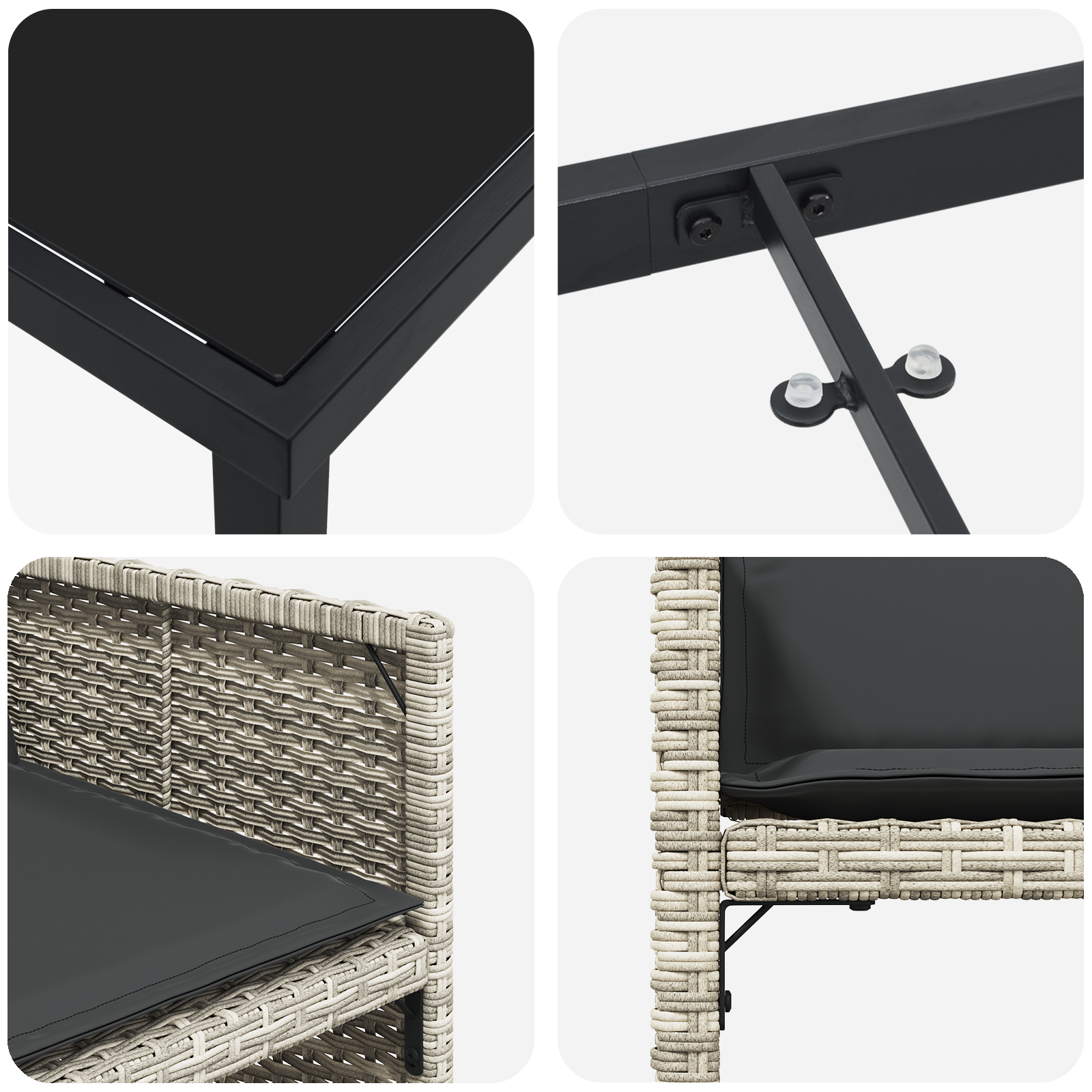 Set dining grădină 5 piese, perne gri deschis, ratan sintetic GartenMobel Dekor