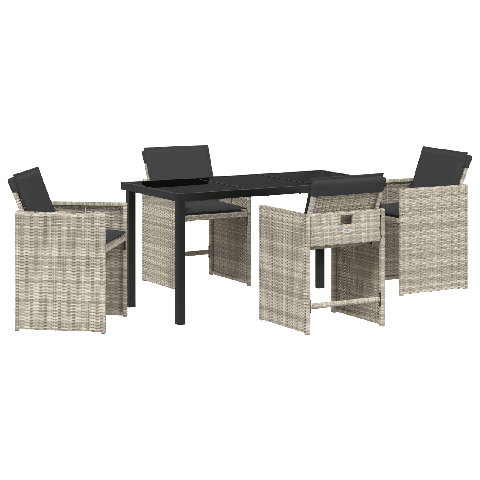 Set dining grădină 5 piese, perne gri deschis, ratan sintetic GartenMobel Dekor