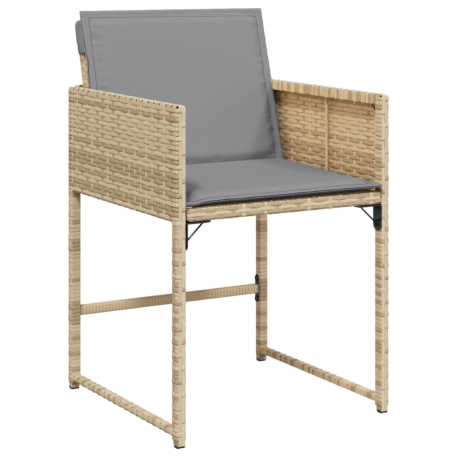 Set de Masă pentru Grădină  cu Pernuțe Bej din Ratan Polimer, Masa pentru Grădină  Neagră 160x80x73 cm cu Sticlă Securizată GartenMobel Dekor