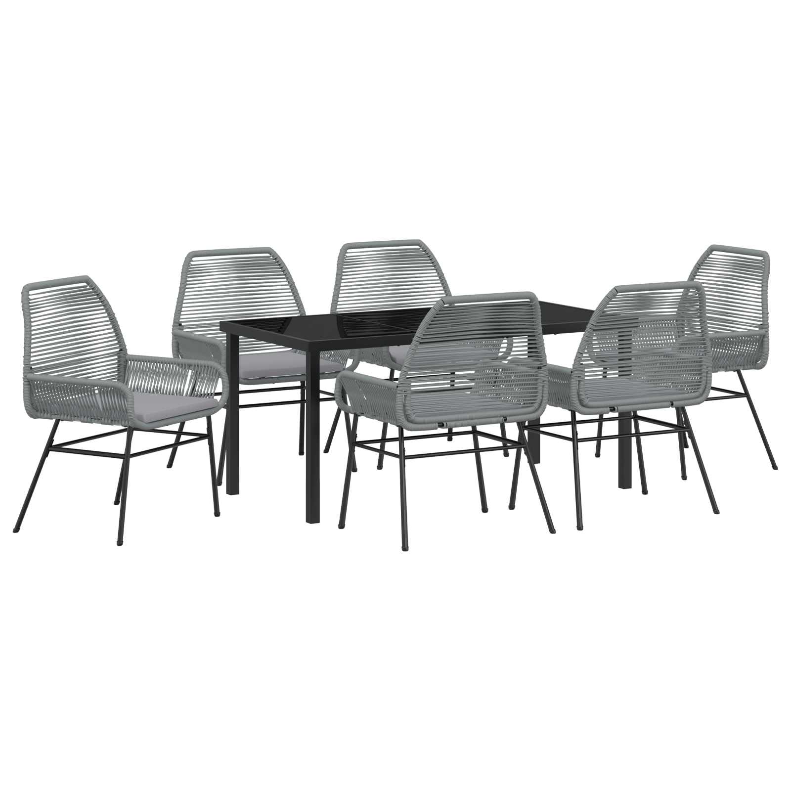 Set Dining Grădină 7 Piese cu Pernițe Gri Ratan Polimer GartenMobel Dekor