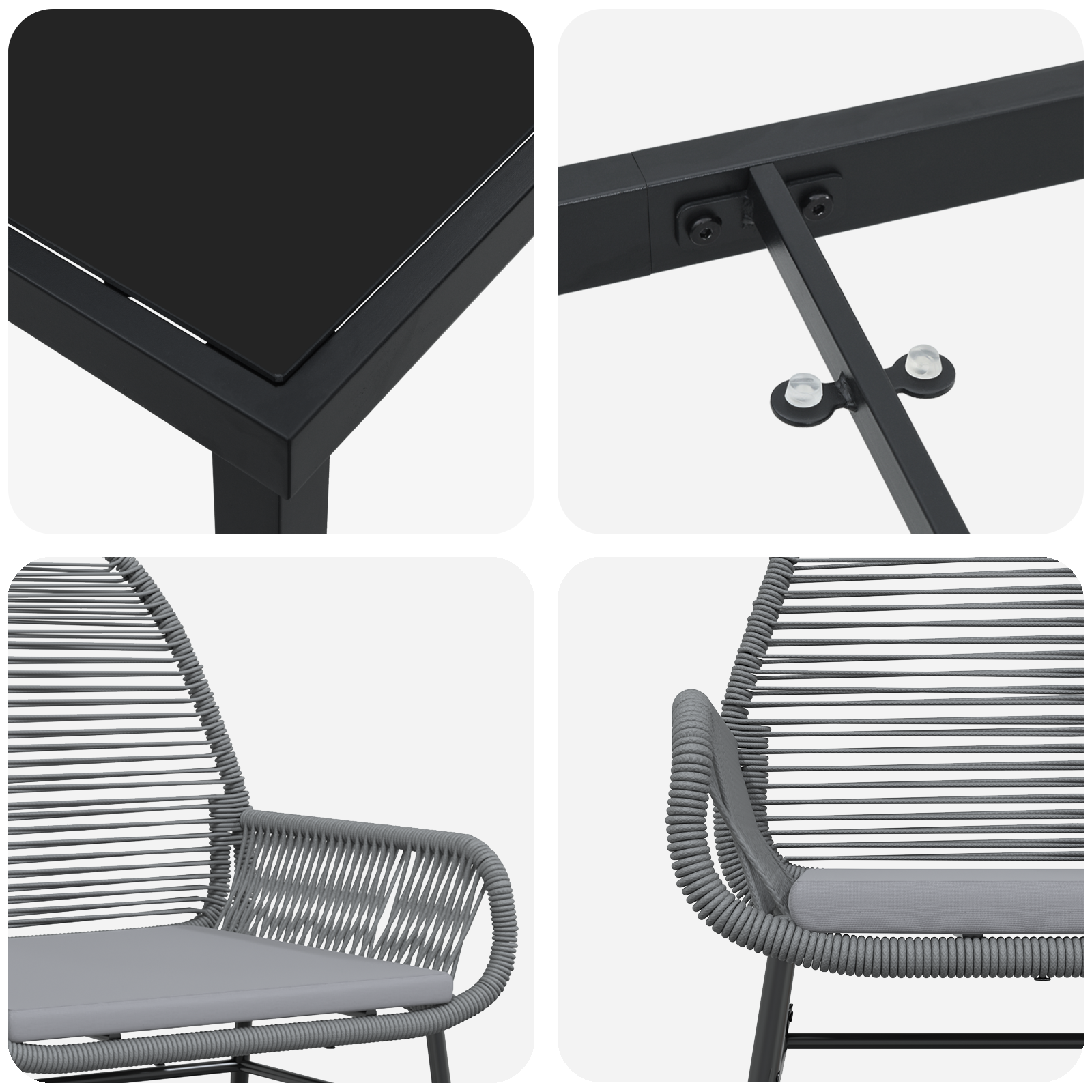 Set Mese Grădină 5 Piese cu Perne Gri Poliratan GartenMobel Dekor