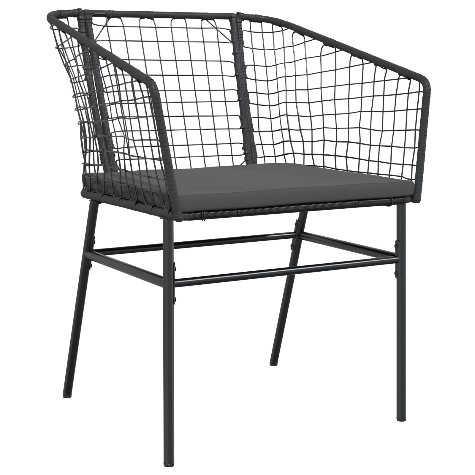 Set de 2 Negru și Gri Închis Rattan PE, Oțel Vopsit Electrostatic GartenMobel Dekor