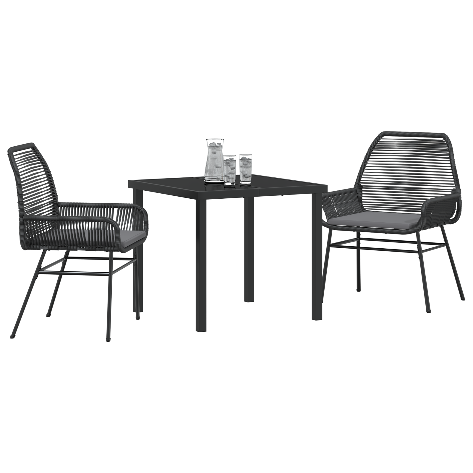 Set de Dining pentru Grădină 3 Piese cu Perne Negru Rattan Polimeric GartenMobel Dekor