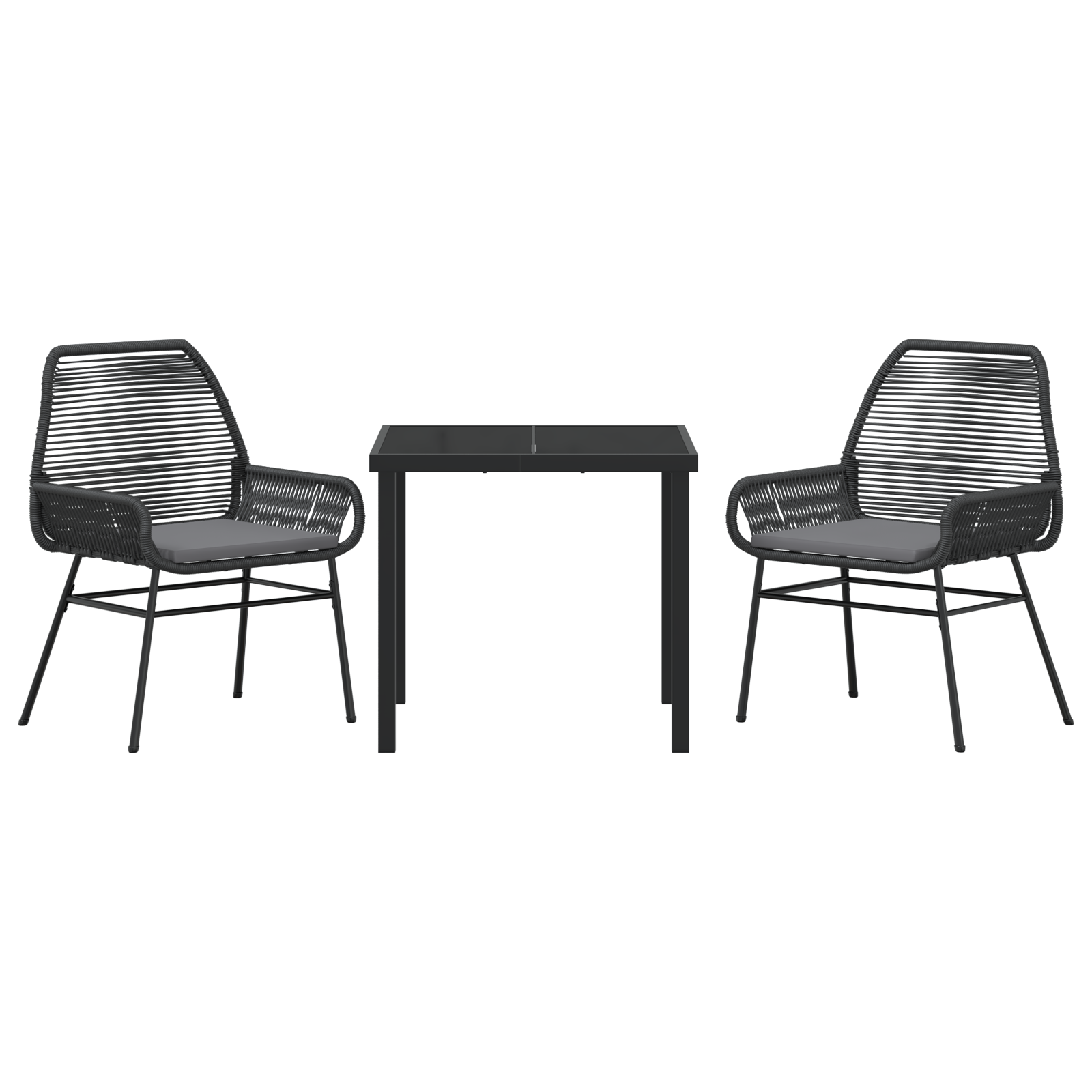 Set de Dining pentru Grădină 3 Piese cu Perne Negru Rattan Polimeric GartenMobel Dekor