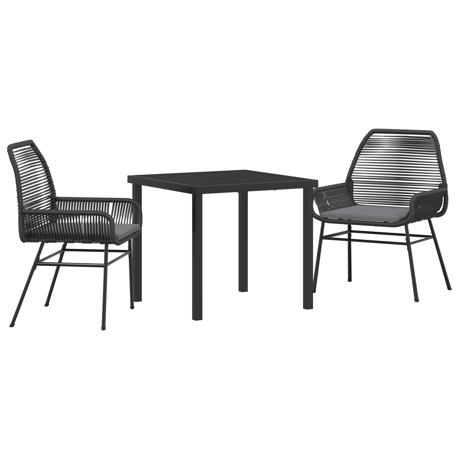 Set de Dining pentru Grădină 3 Piese cu Perne Negru Rattan Polimeric GartenMobel Dekor