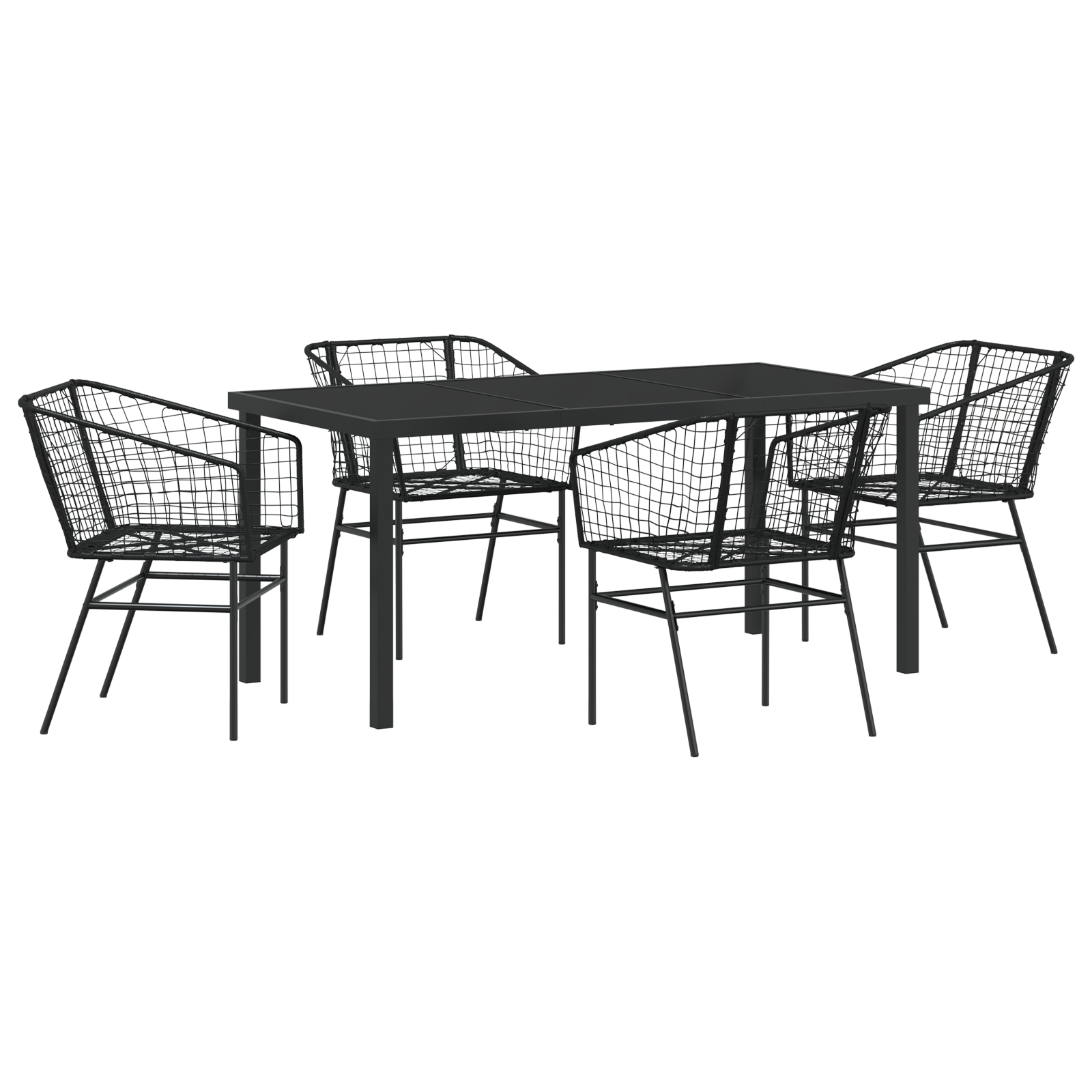 Set de Dining pentru Grădină 5 Piese Negru Poliratan GartenMobel Dekor