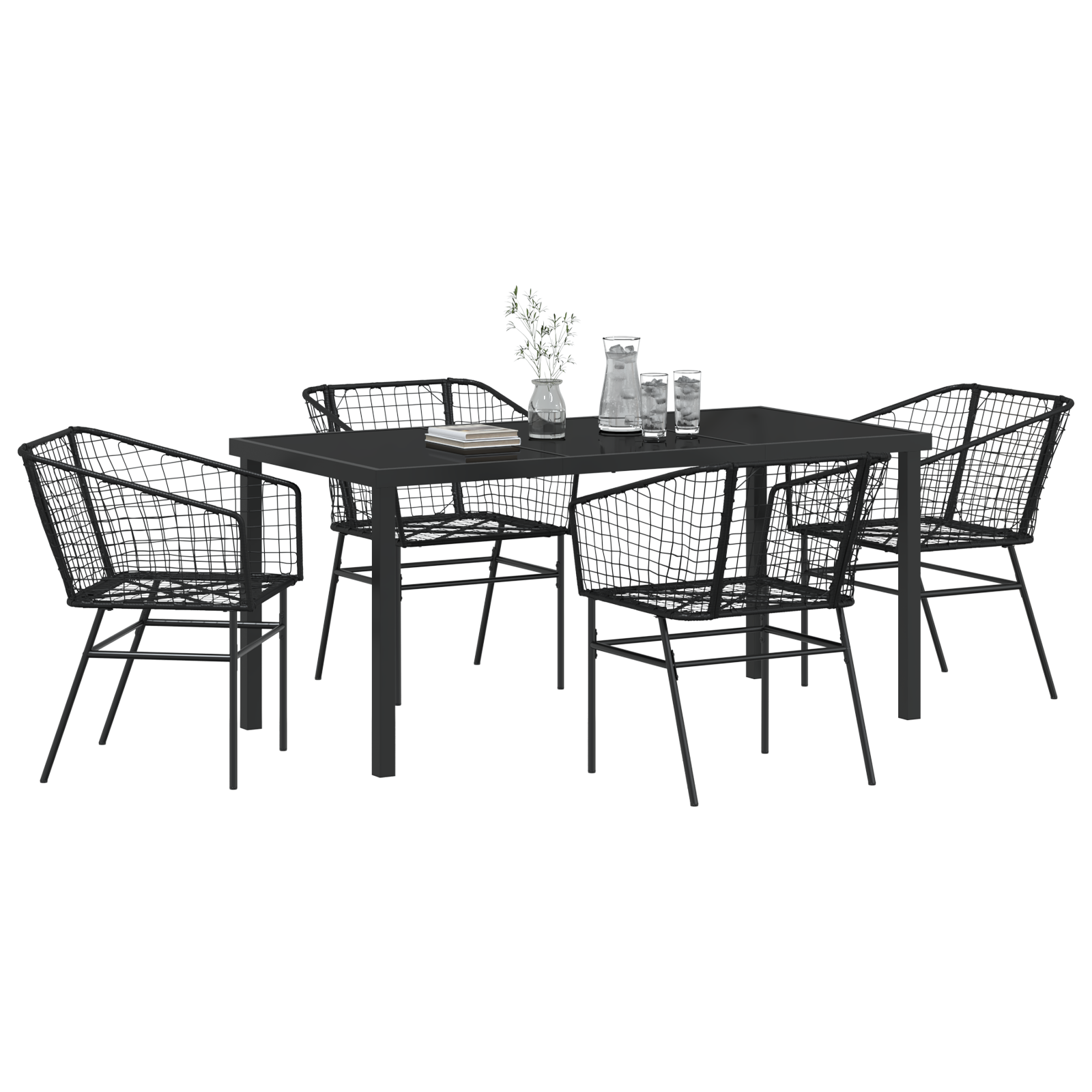 Set de Dining pentru Grădină 5 Piese Negru Poliratan GartenMobel Dekor