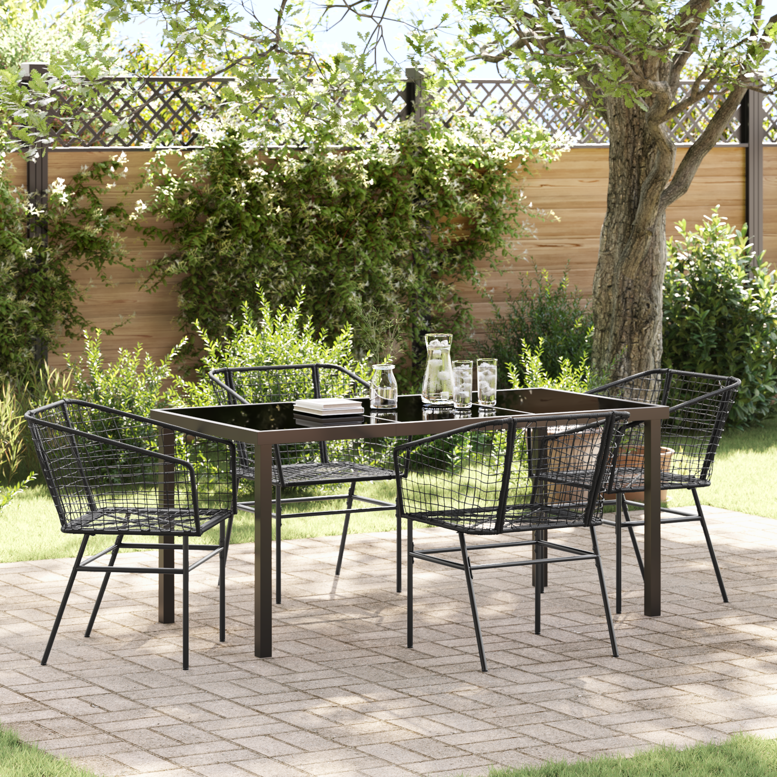 Set de Dining pentru Grădină 5 Piese Negru Poliratan GartenMobel Dekor