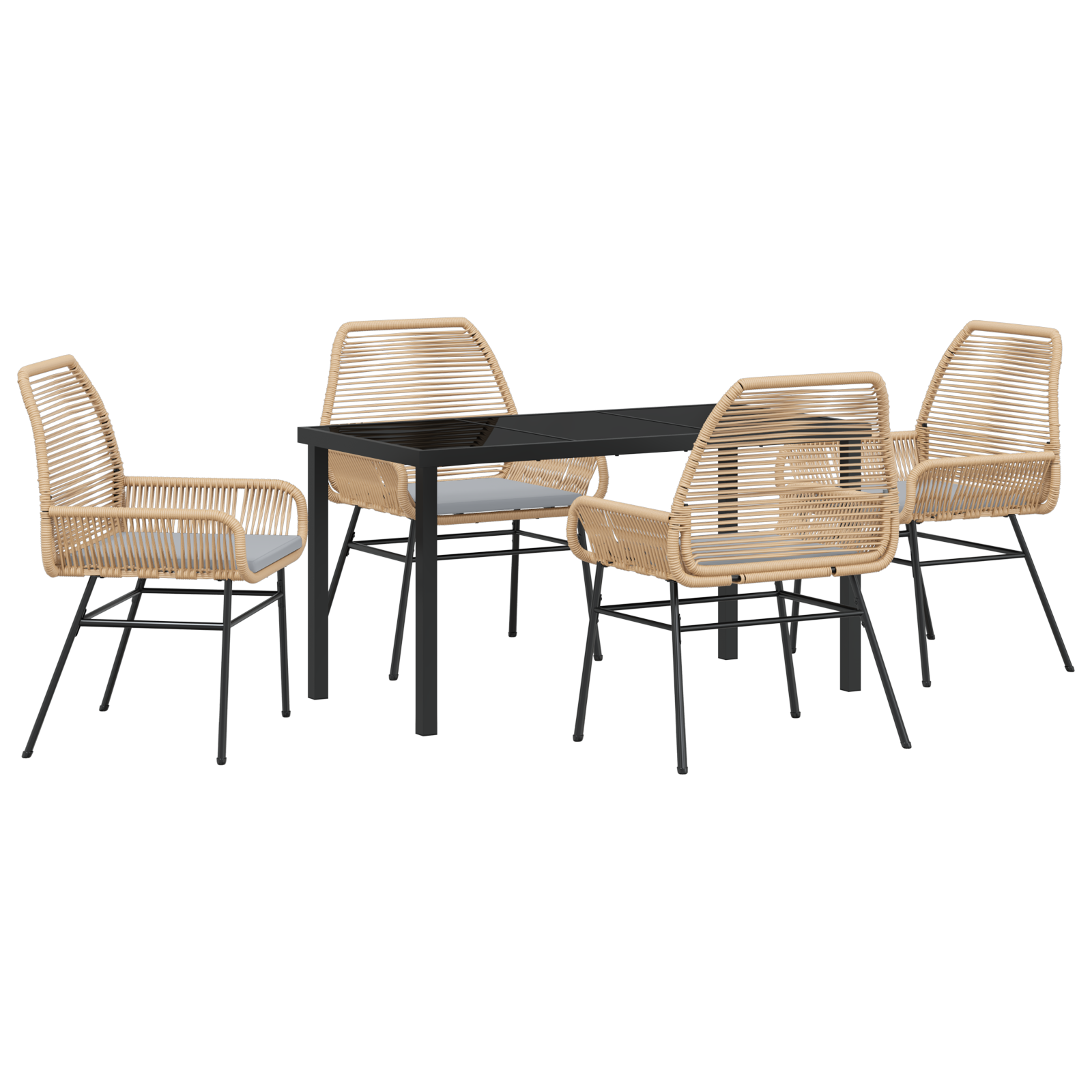 Set de Dining pentru Grădină cu Perne Maro Poliratan GartenMobel Dekor