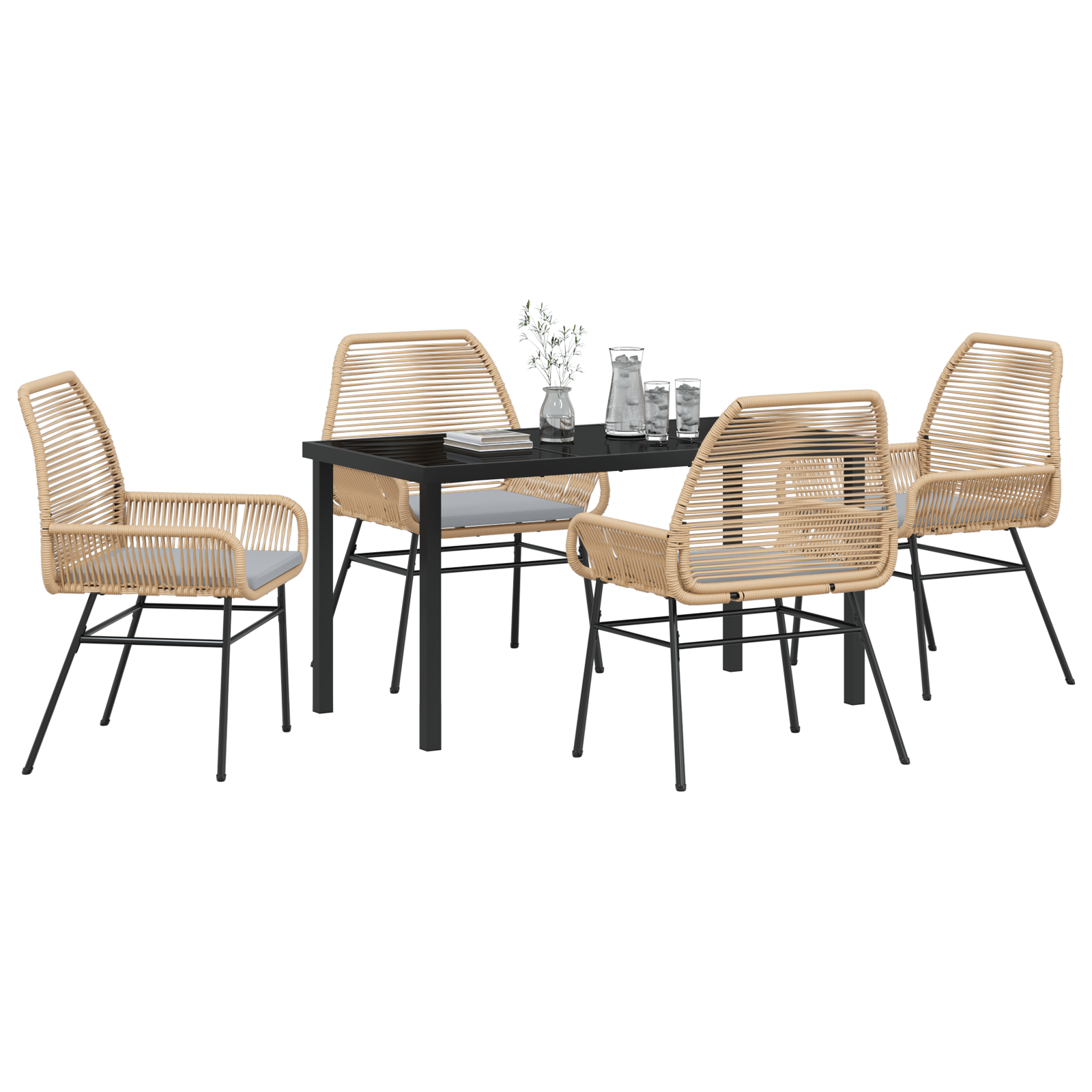 Set de Dining pentru Grădină cu Perne Maro Poliratan GartenMobel Dekor