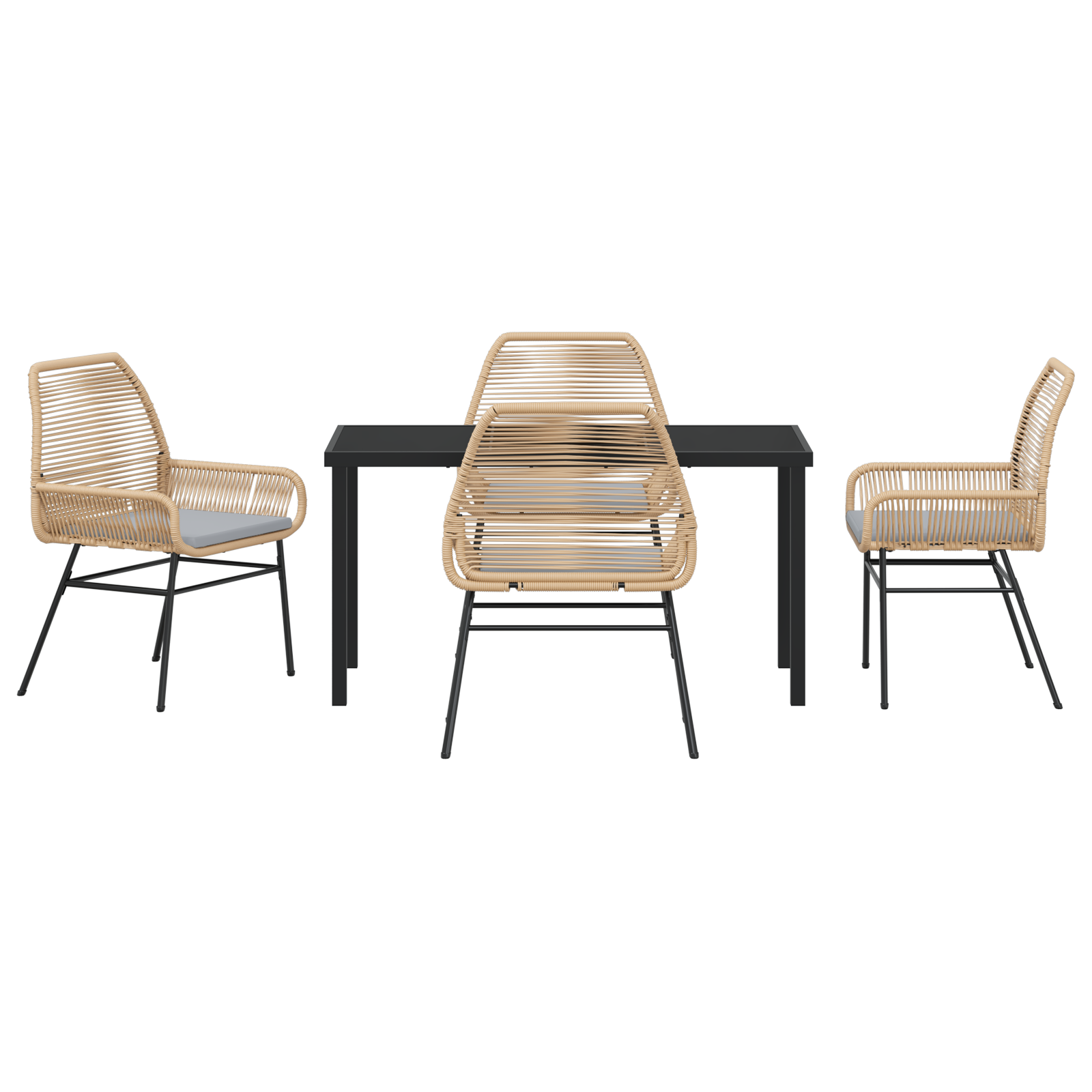 Set de Dining pentru Grădină cu Perne Maro Poliratan GartenMobel Dekor