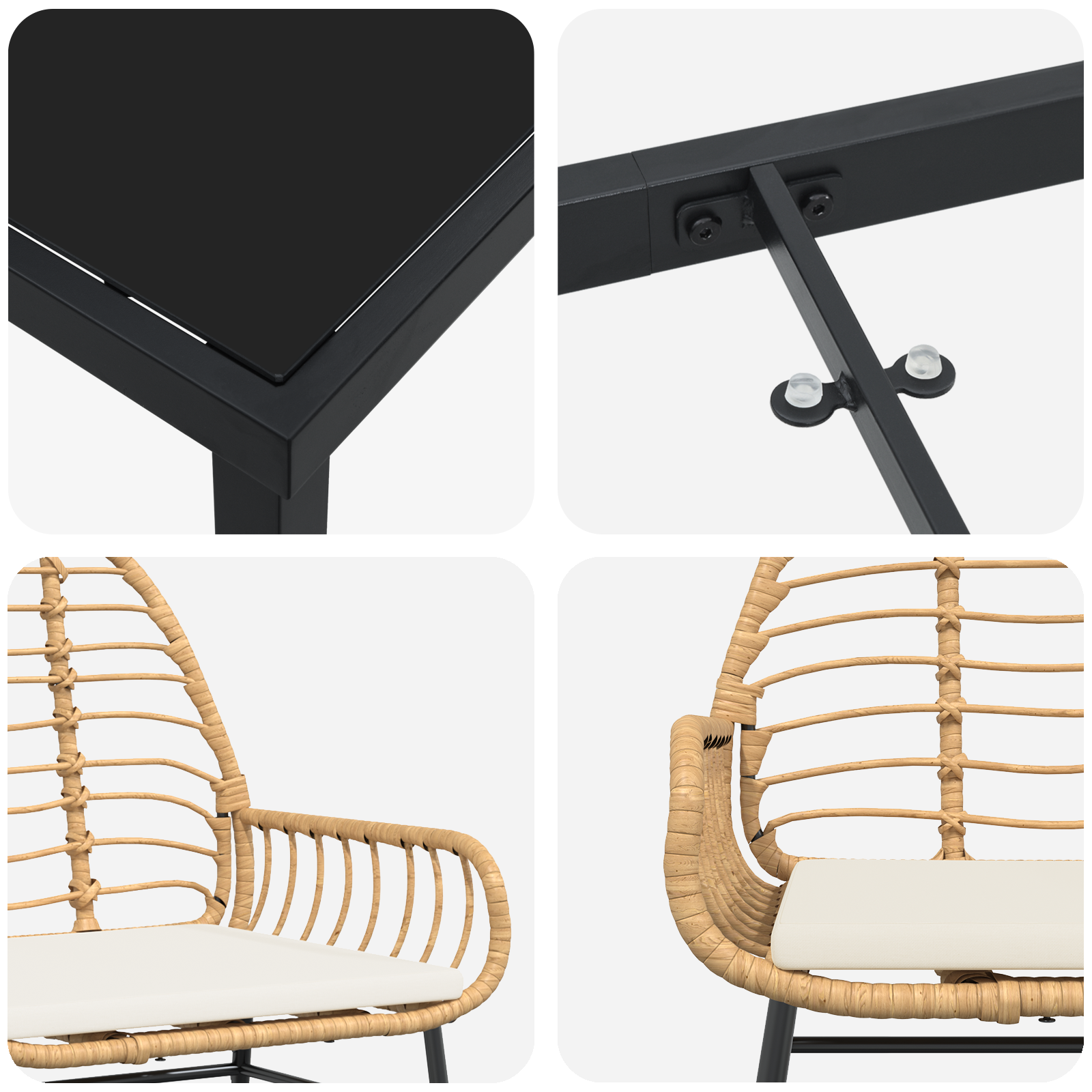 Set de dining de grădină 3 piese cu perne Maro Poliratan GartenMobel Dekor