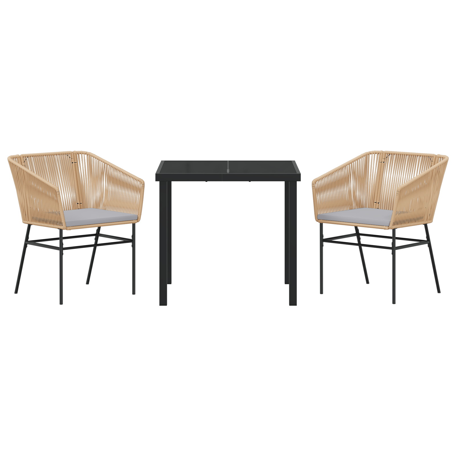 Set de dining de grădină 3 piese cu perne maro din poliratan GartenMobel Dekor