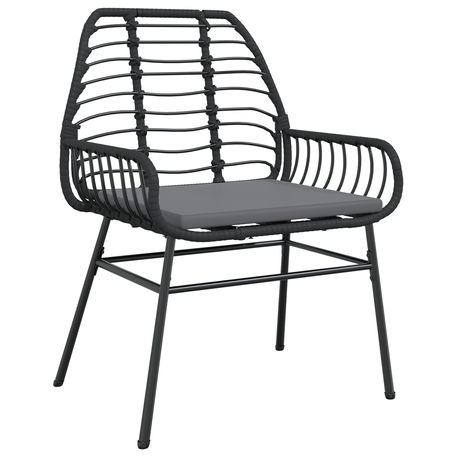 Set de dining de grădină 7 piese cu perne Negru Ratan Poli GartenMobel Dekor