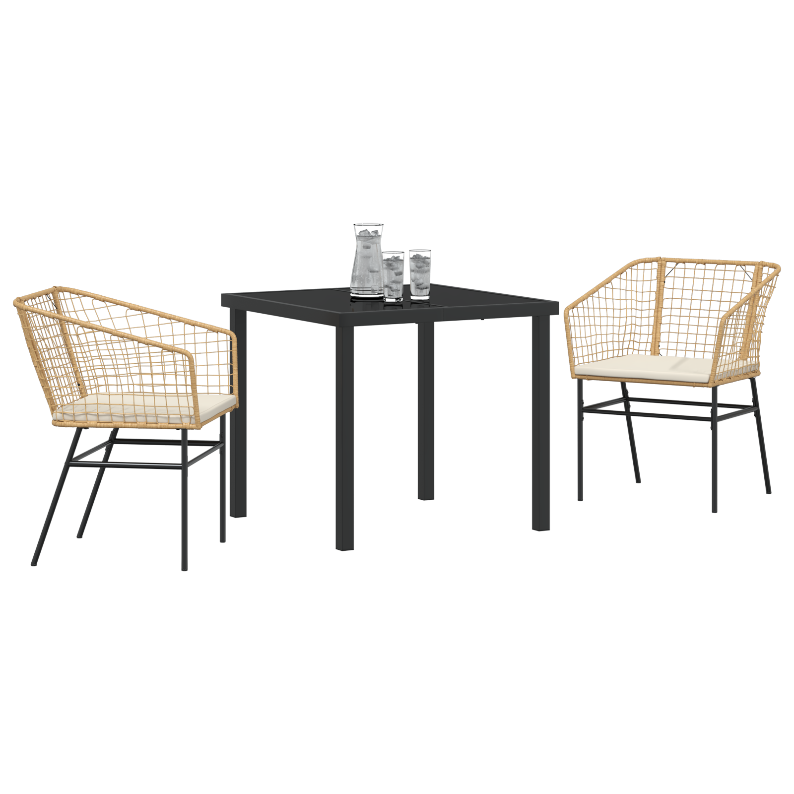 Set de dining de grădină cu 3 piese cu perne, maro, ratan polimer GartenMobel Dekor