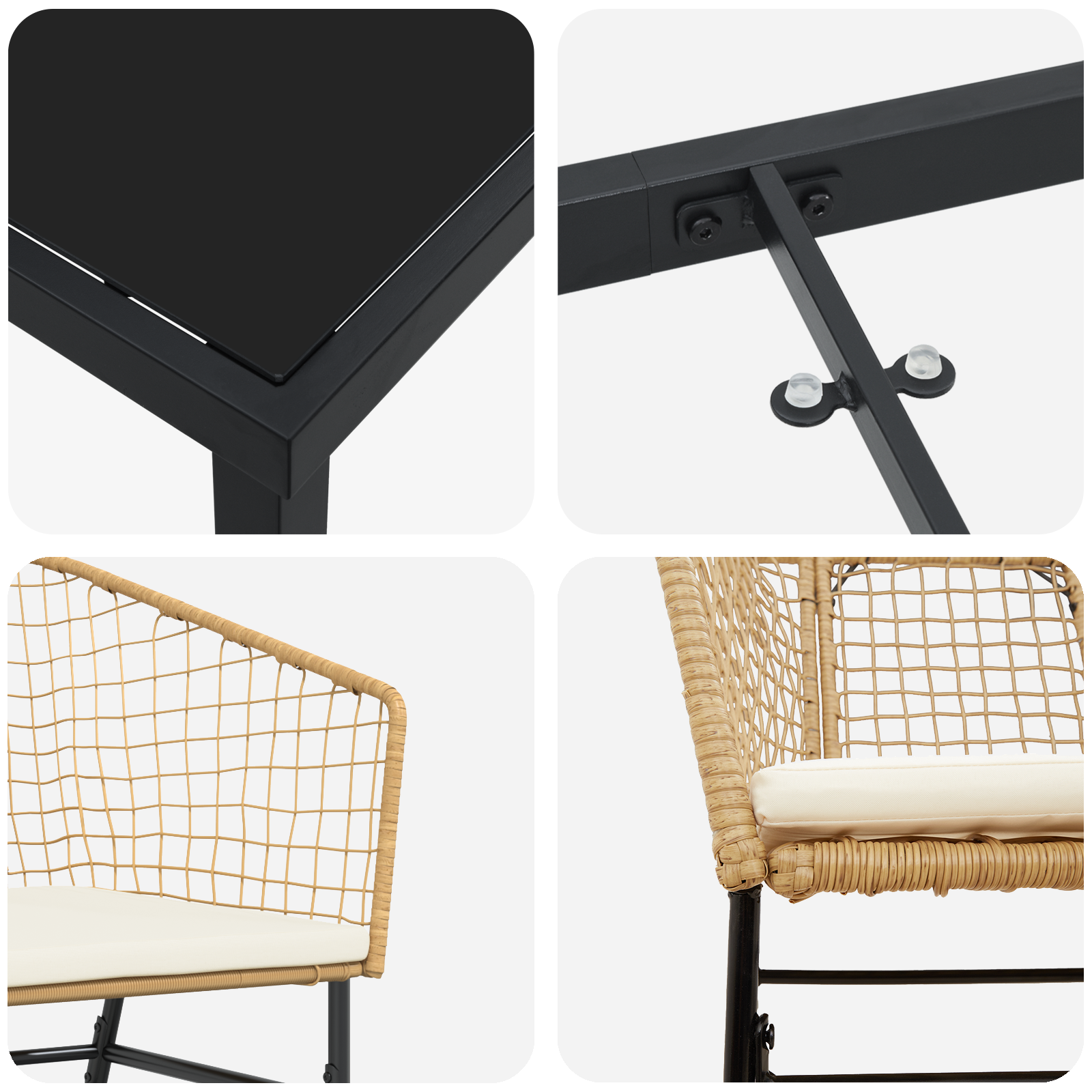 Set de dining de grădină cu 3 piese cu perne, maro, ratan polimer GartenMobel Dekor