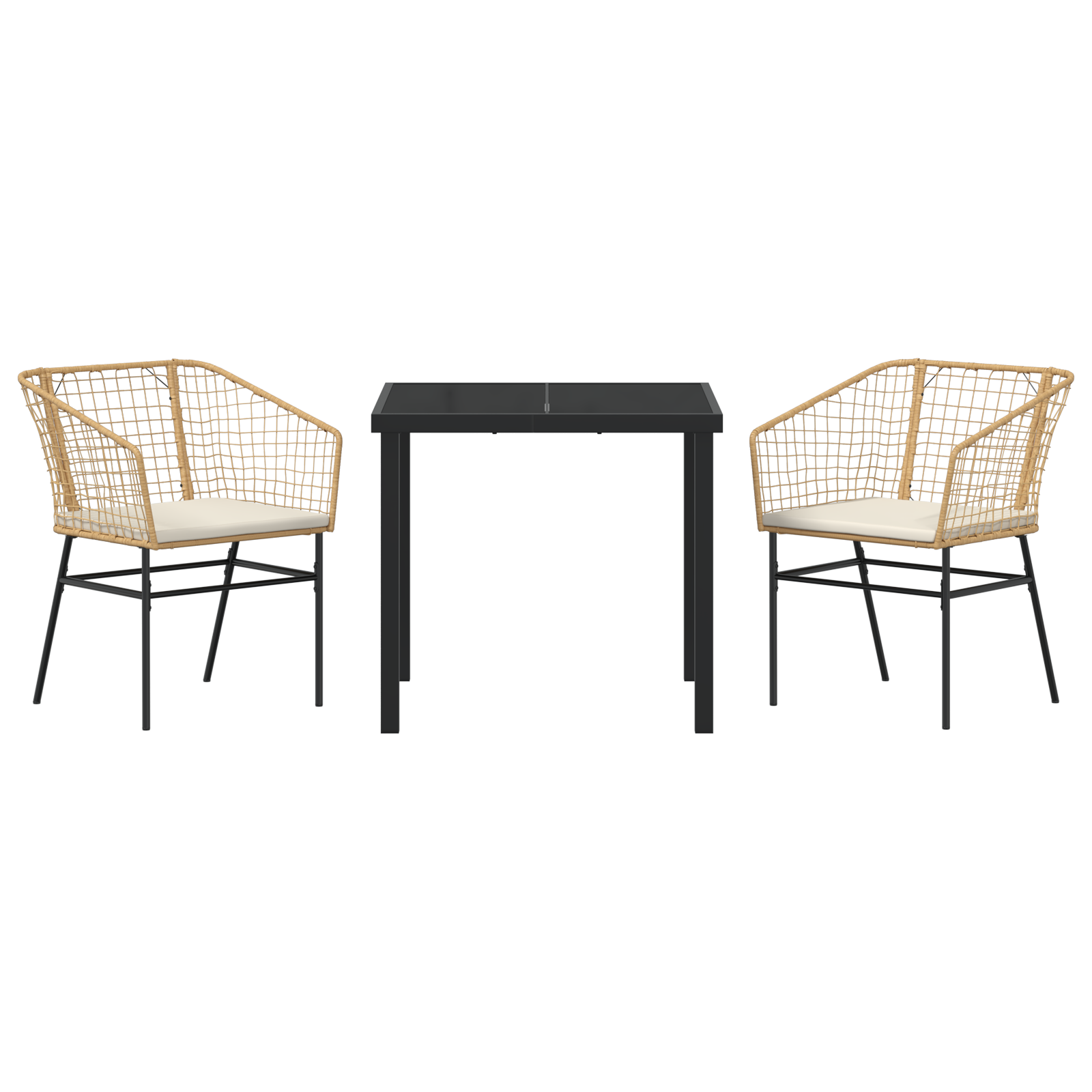 Set de dining de grădină cu 3 piese cu perne, maro, ratan polimer GartenMobel Dekor