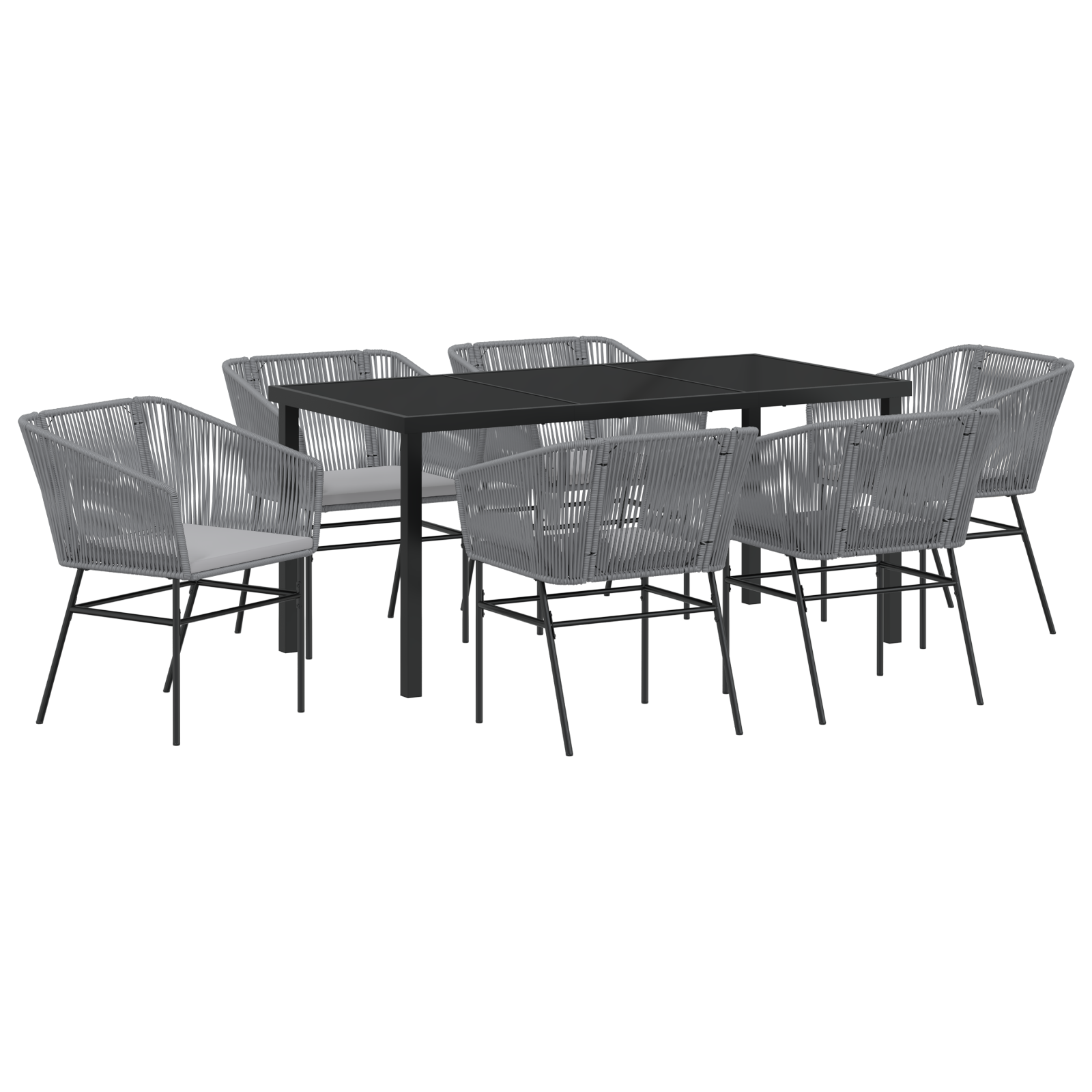 Set de dining de grădină cu perne gri din poliratan GartenMobel Dekor