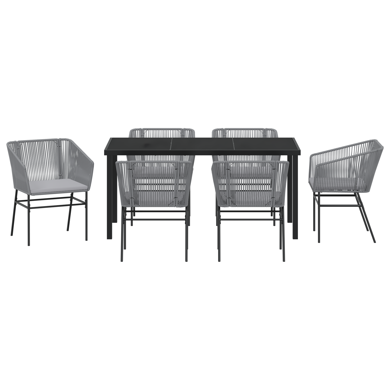 Set de dining de grădină cu perne gri din poliratan GartenMobel Dekor