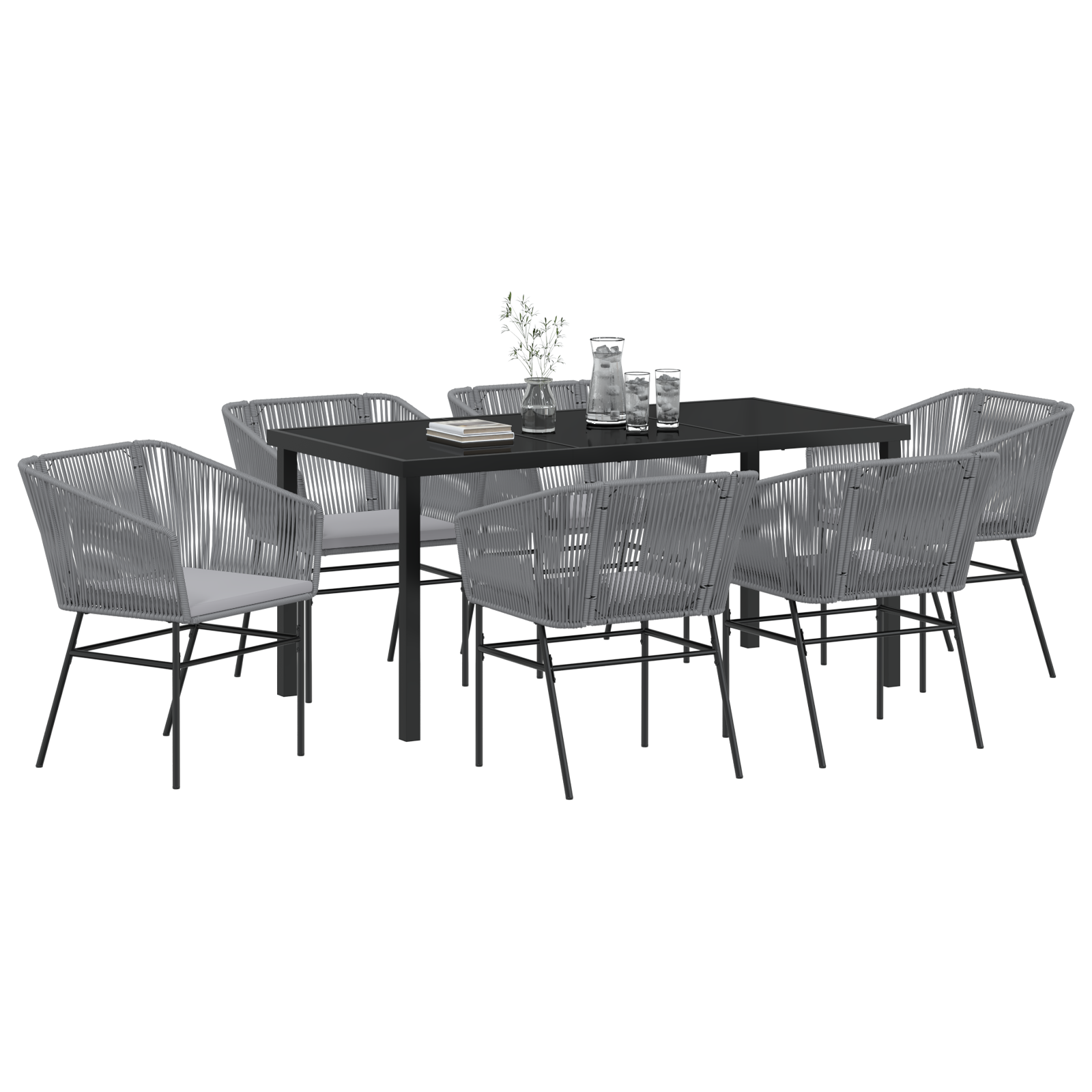 Set de dining de grădină cu perne gri din poliratan GartenMobel Dekor