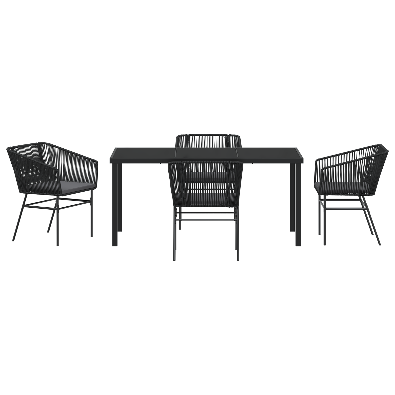 Set de dining pentru grădină , 5 piese, cu perne, rattan poli, negru GartenMobel Dekor