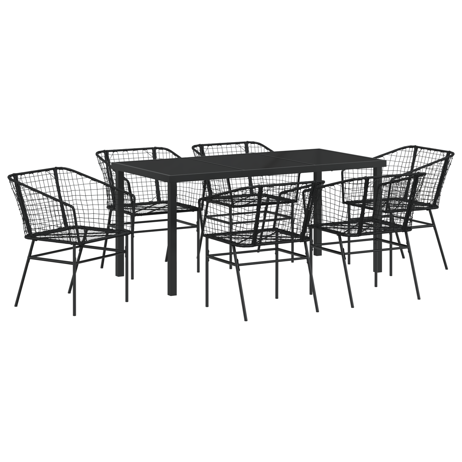 Set de dining pentru grădină , 7 piese, Rattan polițat negru GartenMobel Dekor