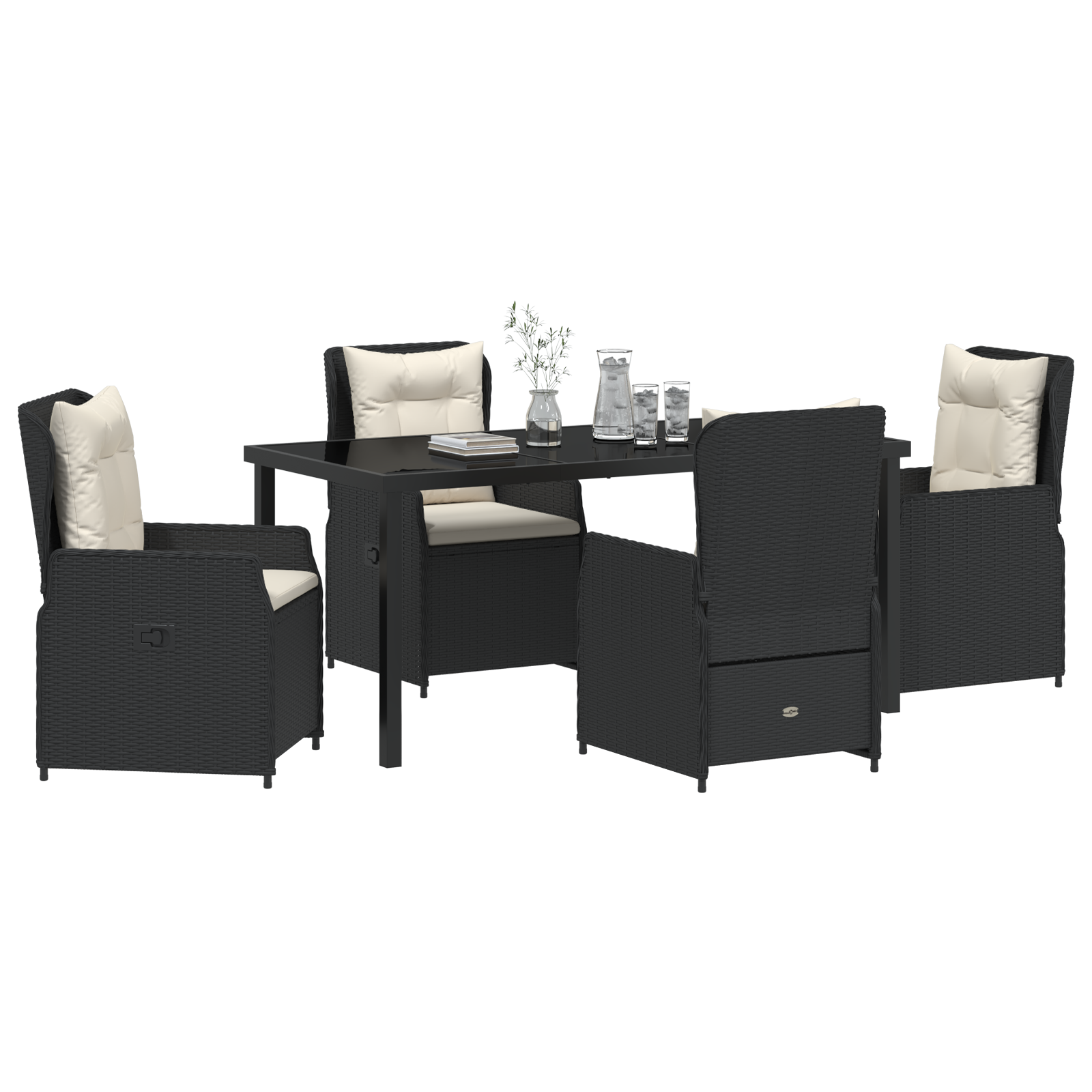 Set de dining pentru grădină 5 piese Negru Poliratan GartenMobel Dekor