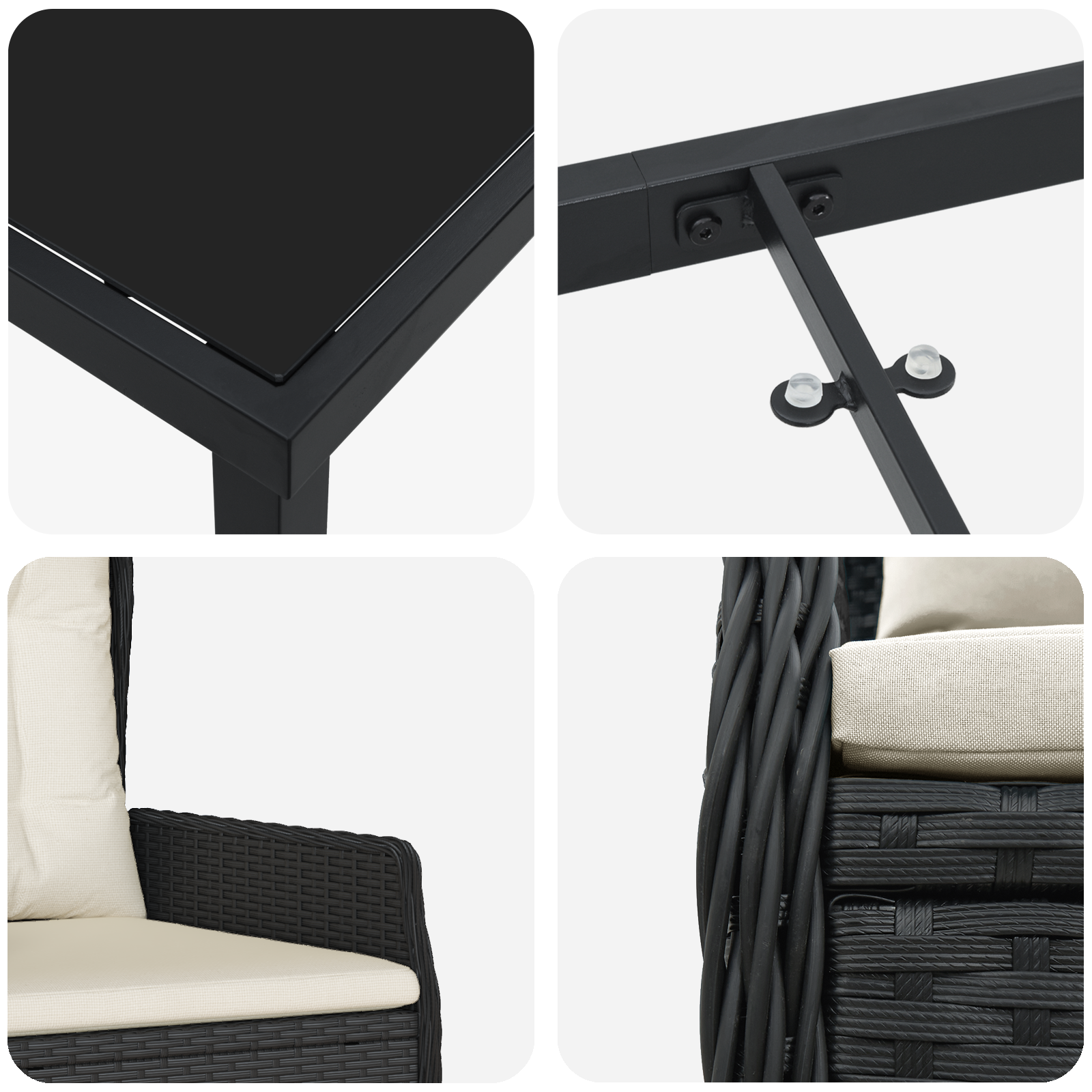 Set de dining pentru grădină 5 piese Negru Poliratan GartenMobel Dekor