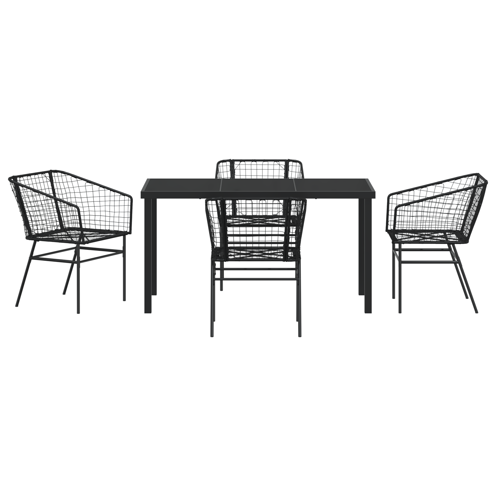 Set de dining pentru grădină 5 piese Poliratan negru GartenMobel Dekor
