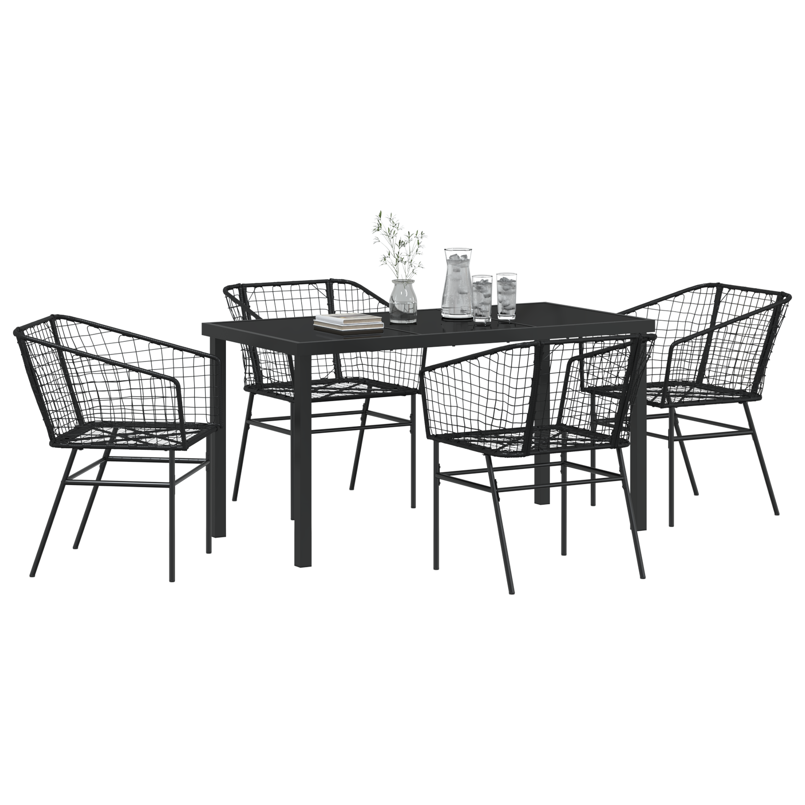 Set de dining pentru grădină 5 piese Poliratan negru GartenMobel Dekor