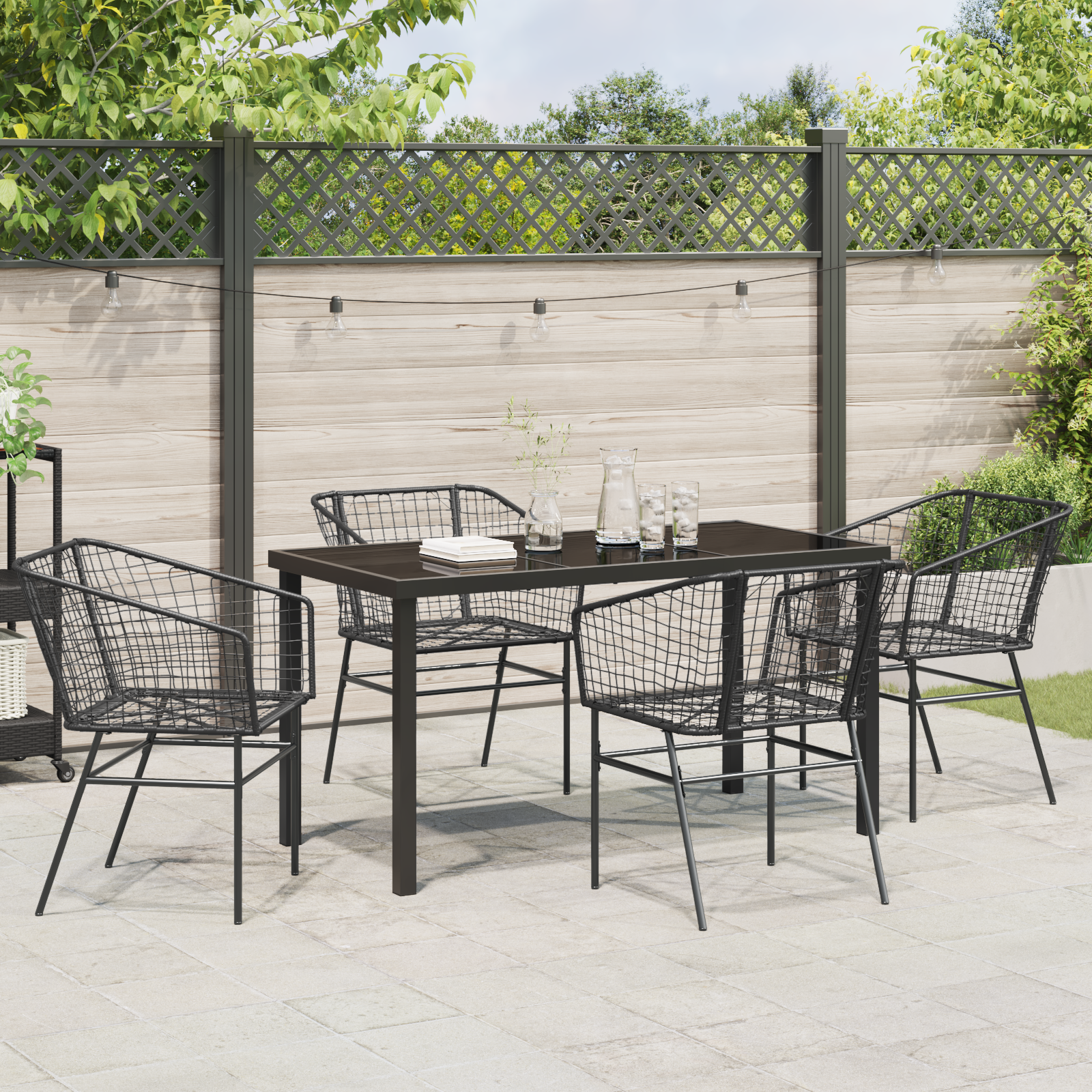 Set de dining pentru grădină 5 piese Poliratan negru GartenMobel Dekor