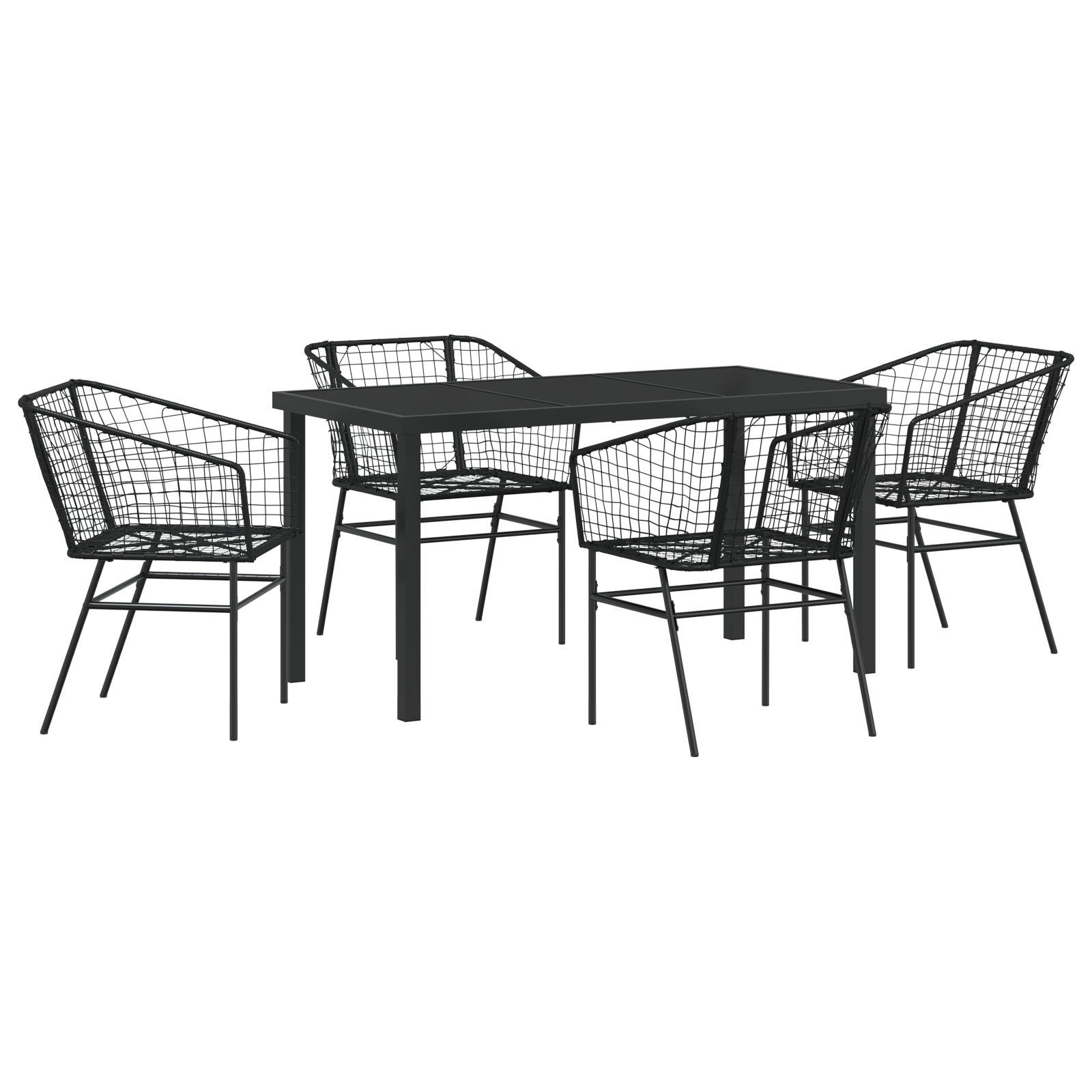 Set de dining pentru grădină 5 piese Poliratan negru GartenMobel Dekor